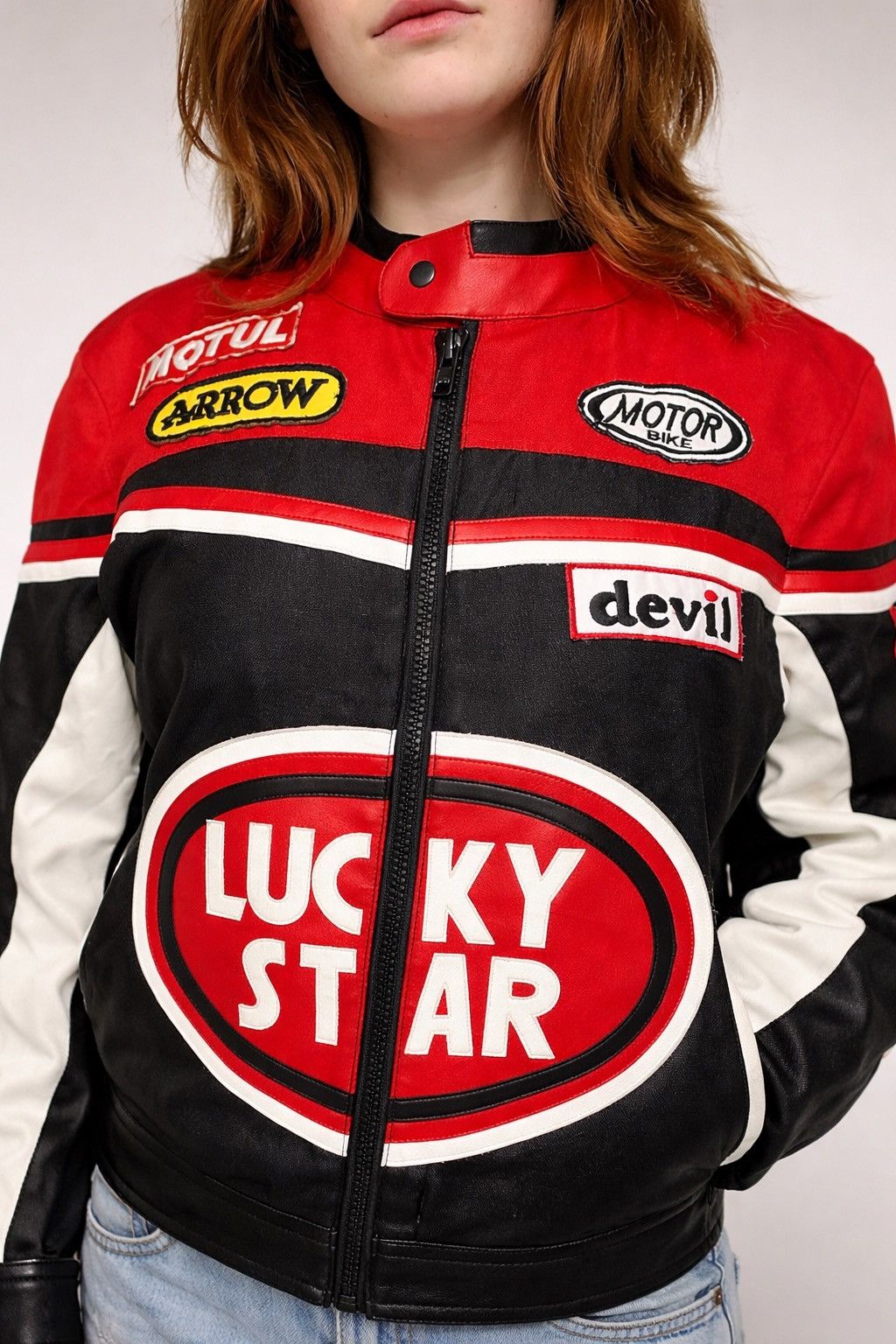 Fox Racing Racing Leather Jacket Red/White Moto Style Y2K Streetwear. Size US M / EU 48-50 / 2 - 1 Thumbnail