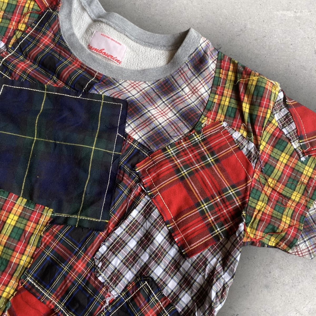 Nozomi Ishiguro 2014 Plaids Patchwork Short Sleeve Crop Sweatshirt Size US L / EU 52-54 / 3 - 4 Thumbnail