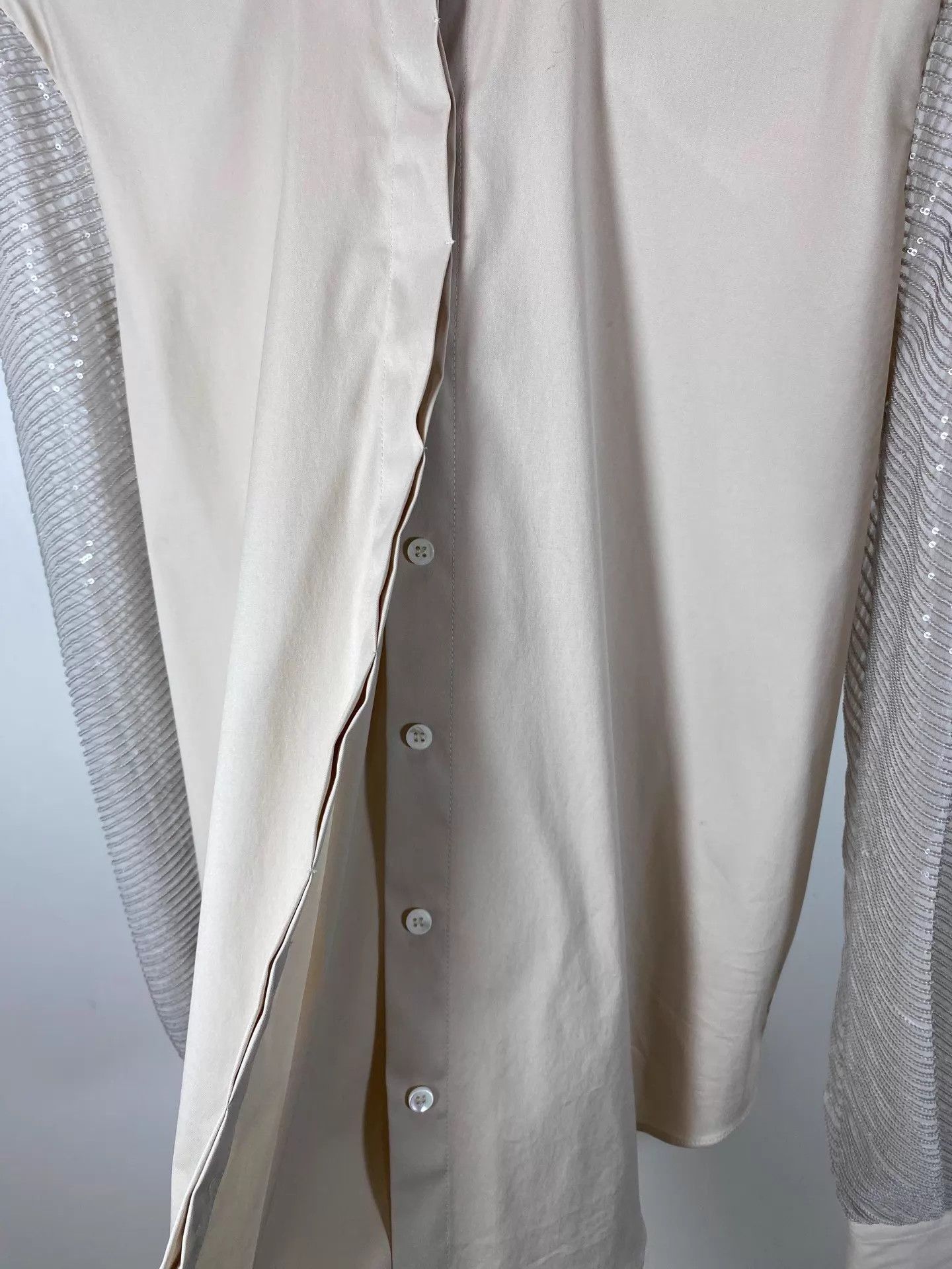 Brunello Cucinelli Brunello Cucinelli Silk Sequin-Sleeve Panel Shirt S 99N Size S / US 4 / IT 40 - 8 Thumbnail