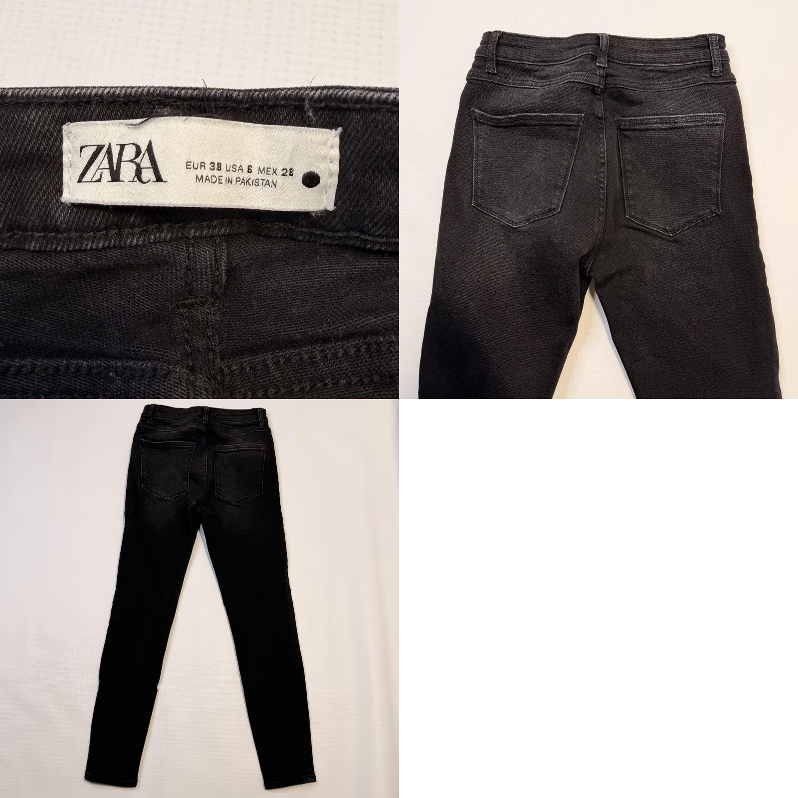 Zara Zara Jeans Womens 6 Black High Rise Skinny Slim Stretch Denim Pants Size 28" / US 6 / IT 42 - 8 Thumbnail