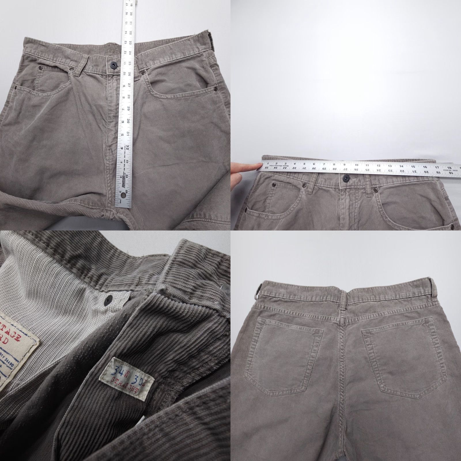 J.Crew J.CREW Jeans Corduroy Straight 34x30 Gray Mens 90s Vintage Cord Jeans / Pants Regular Rise Mid 5-Pocket Design Size US 34 / EU 50 - 8 Thumbnail