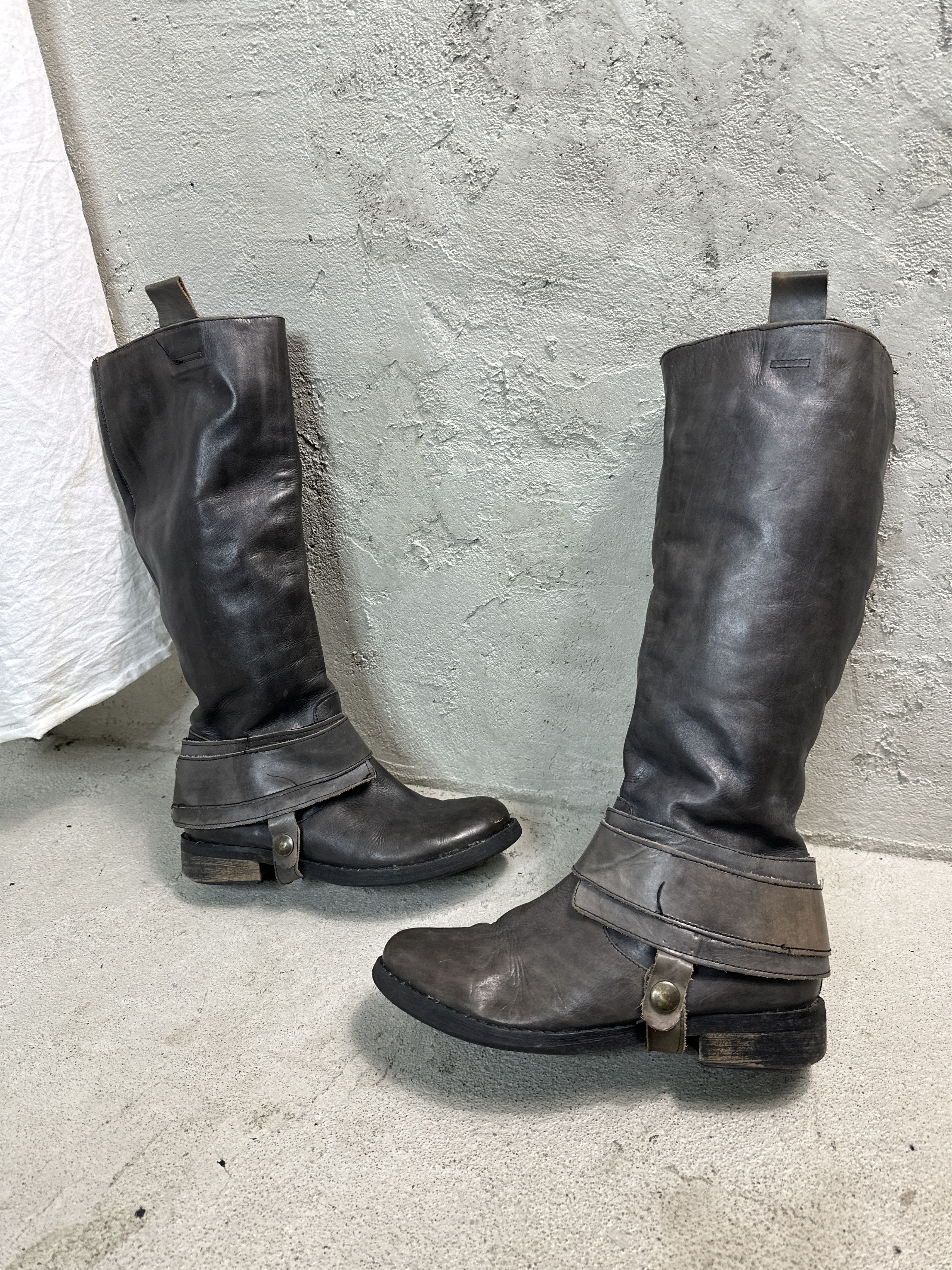 Vintage Leather Boots Buckled Avant Garde Size US 6 / IT 36 - 1 Thumbnail