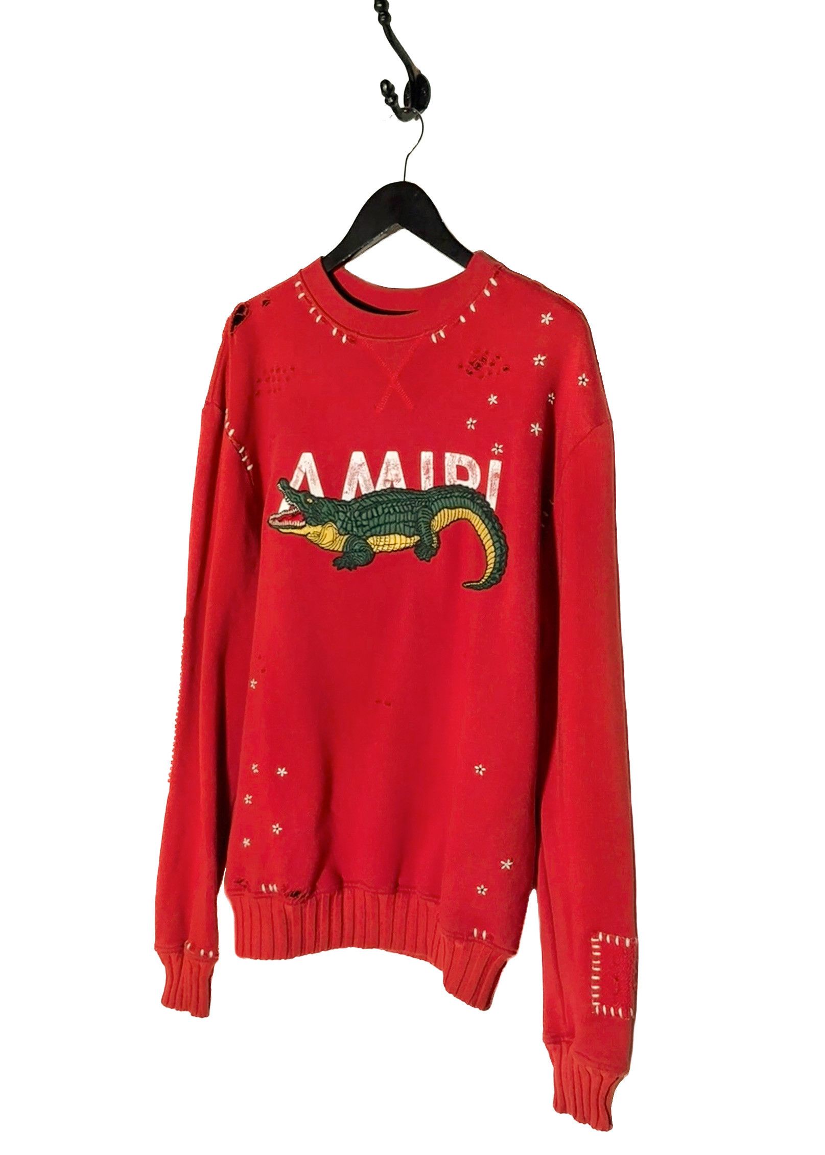 Amiri Amiri 2018 Red Shotgun Crocodile Embroidered Logo Sweatshirt Size US M / EU 48-50 / 2 - 2 Thumbnail