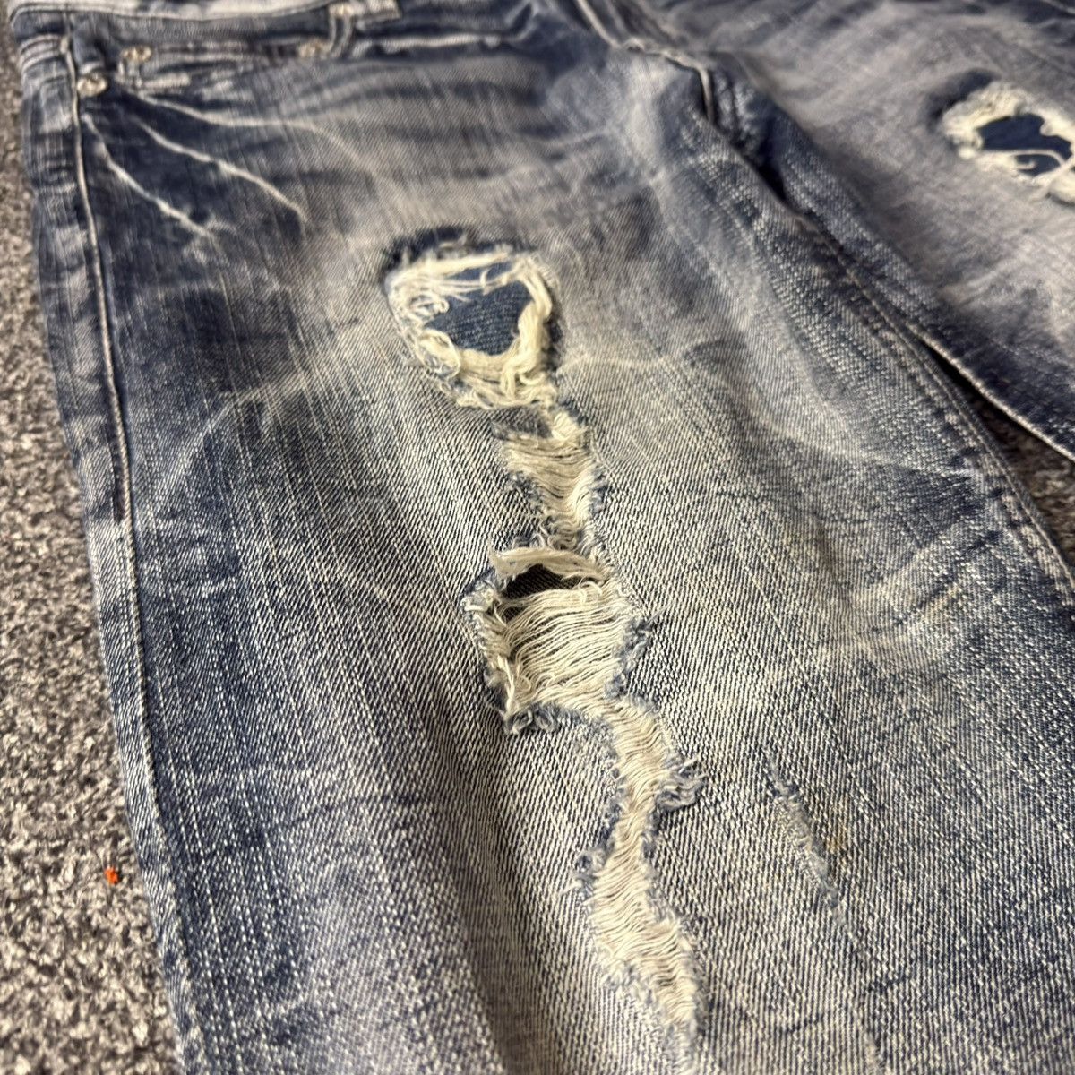 Purple Brand 🔥🇯🇵 Vintage Japanese Destroyed Crack Wash Jeans LGB Style Size US 32 / EU 48 - 6 Thumbnail