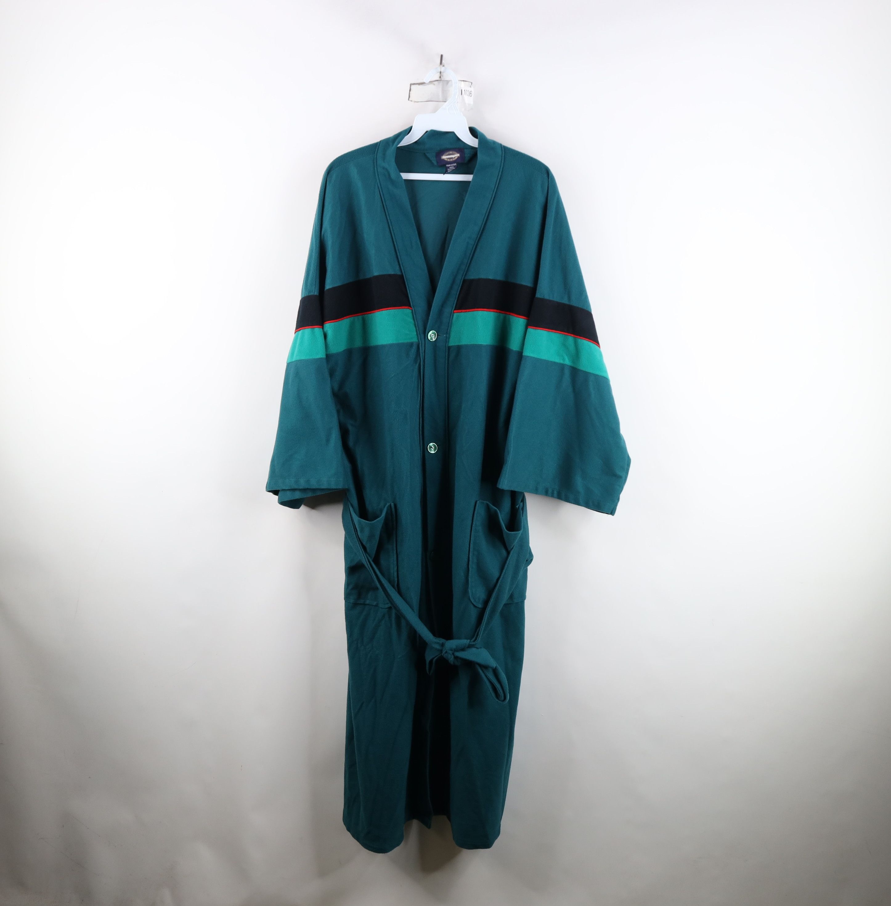 Vintage Vintage 90s Streetwear Striped Belted Velour Bath Robe Size US L / EU 52-54 / 3 - 1 Thumbnail