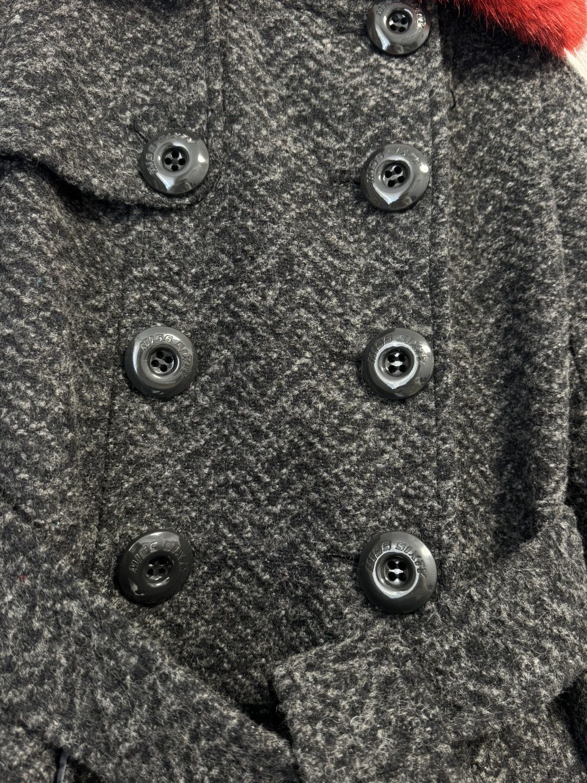 Miss Sixty Miss Sixty Women’s Gray Coat Red Faux Collar Double Breasted Size S / US 4 / IT 40 - 5 Thumbnail