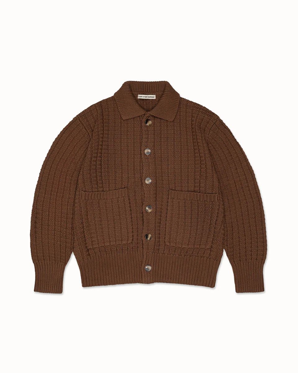 Every Other Thursday 💚 Every Other Thursday Waffle Knit Cardigan Brown NEW Size US M / EU 48-50 / 2 - 1 Thumbnail