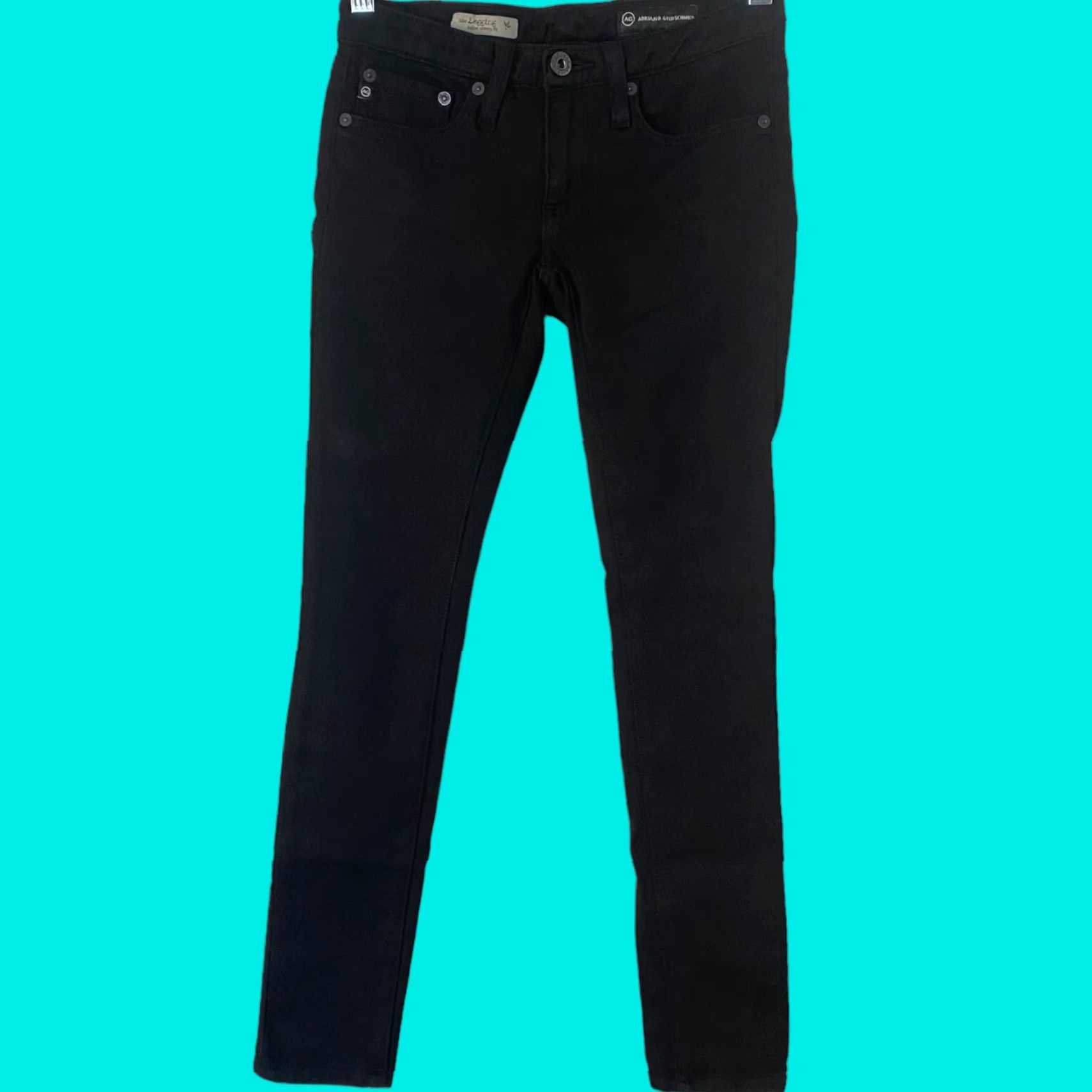 Vintage AG Adriano Goldschmied The Legging Super Skinny Jeans Womens 24 Black Stretch Size 42" / US 20 - 1 Thumbnail