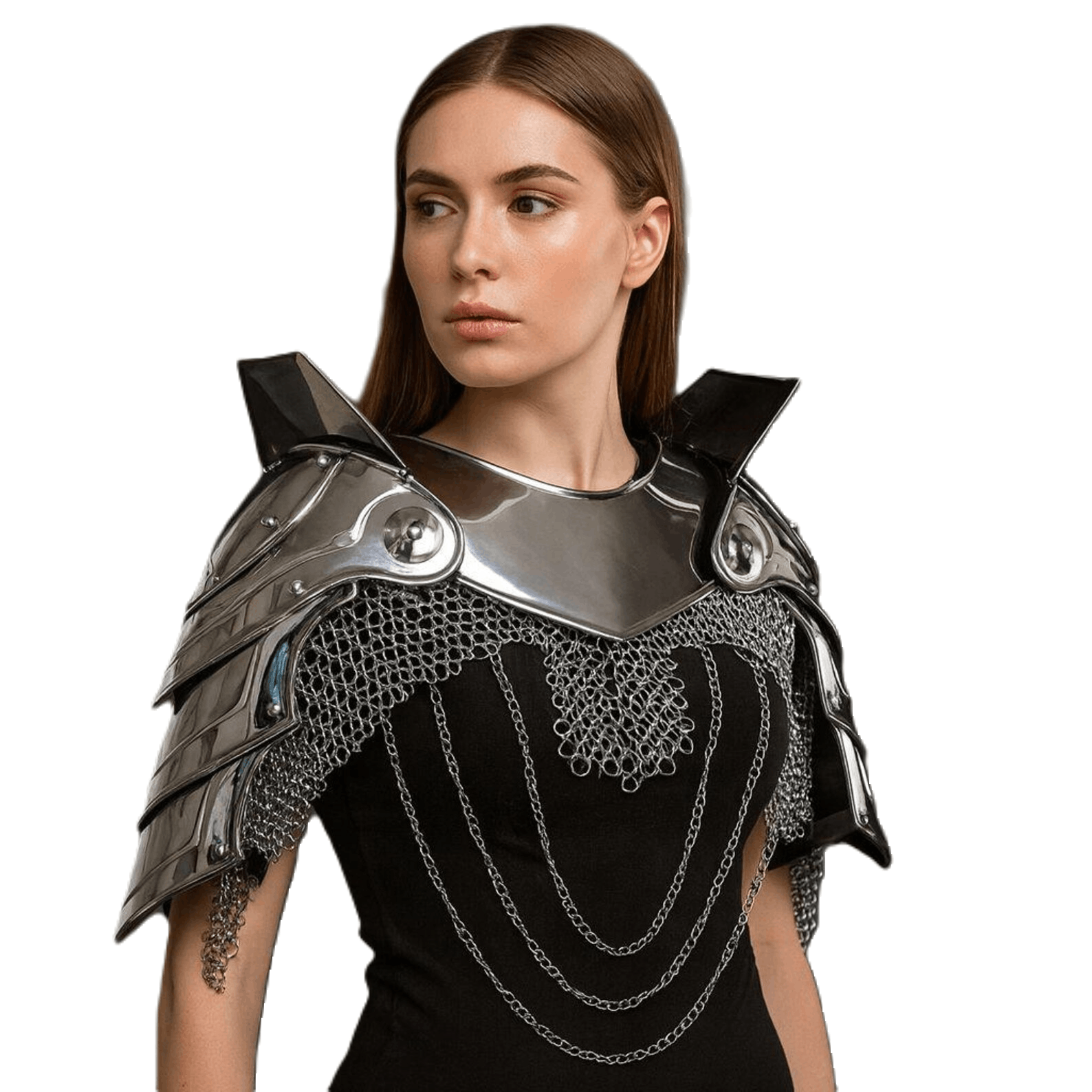 Other Medieval Knight Fantasy Lady Pauldrons,Gorget, Chainmail Size ONE SIZE - 3 Thumbnail
