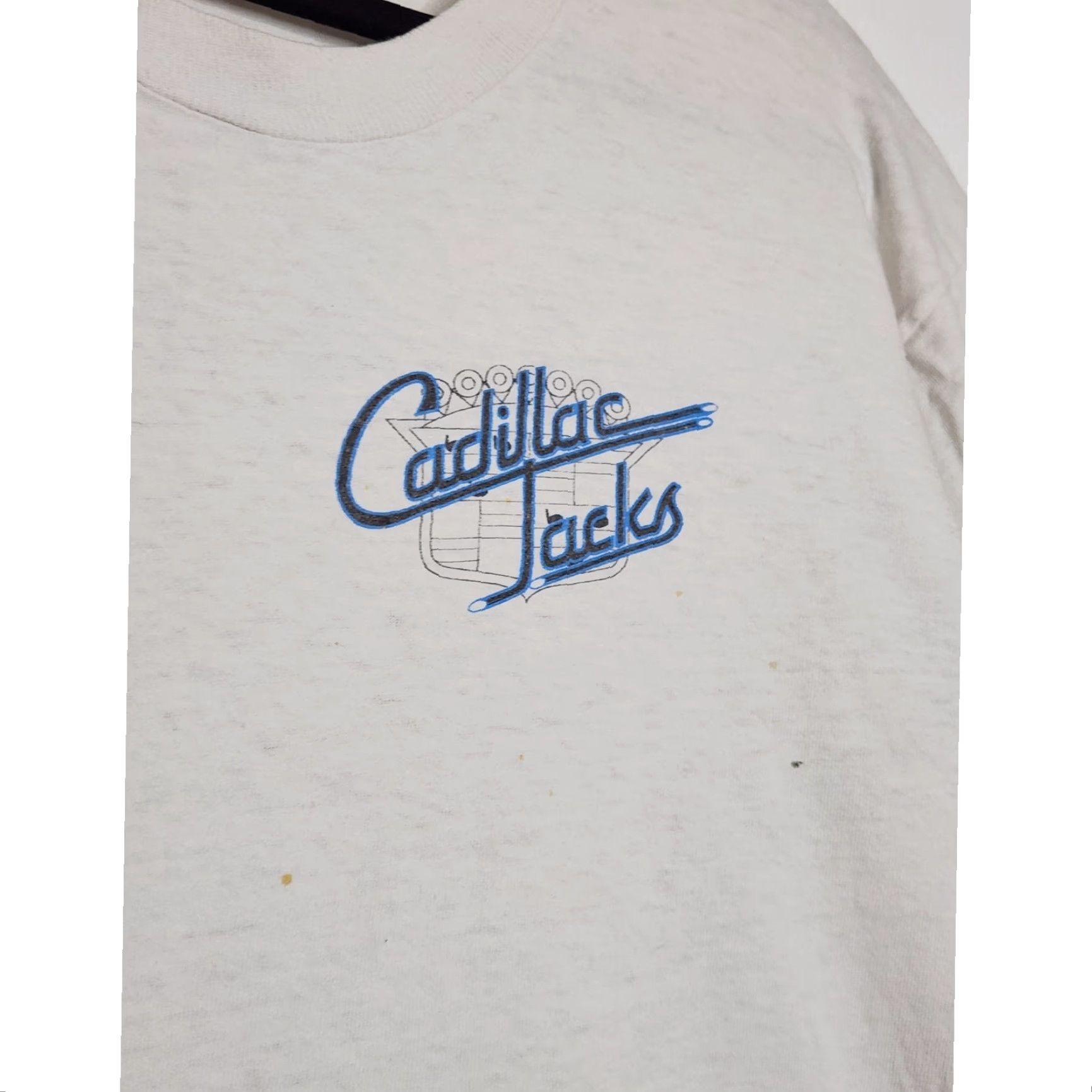 Fruit Of The Loom VINTAGE y2k Cadillac Joes Car Auto Double Sided Single Stitch Large Faded Worn Shirt Mens Large White Fruit of the Loom 90s Size US L / EU 52-54 / 3 - 5 Thumbnail
