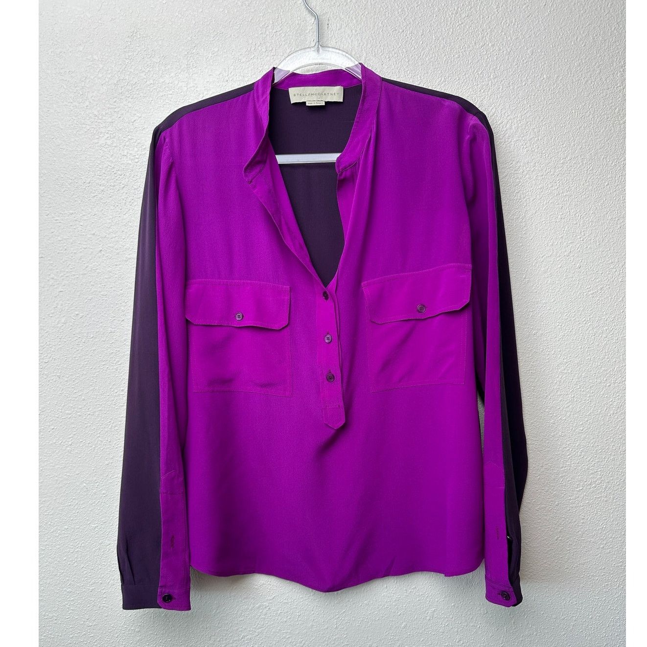 Stella McCartney Stella McCartney Blouse Purple Women US10 100% Silk Size L / US 10 / IT 46 - 2 Thumbnail