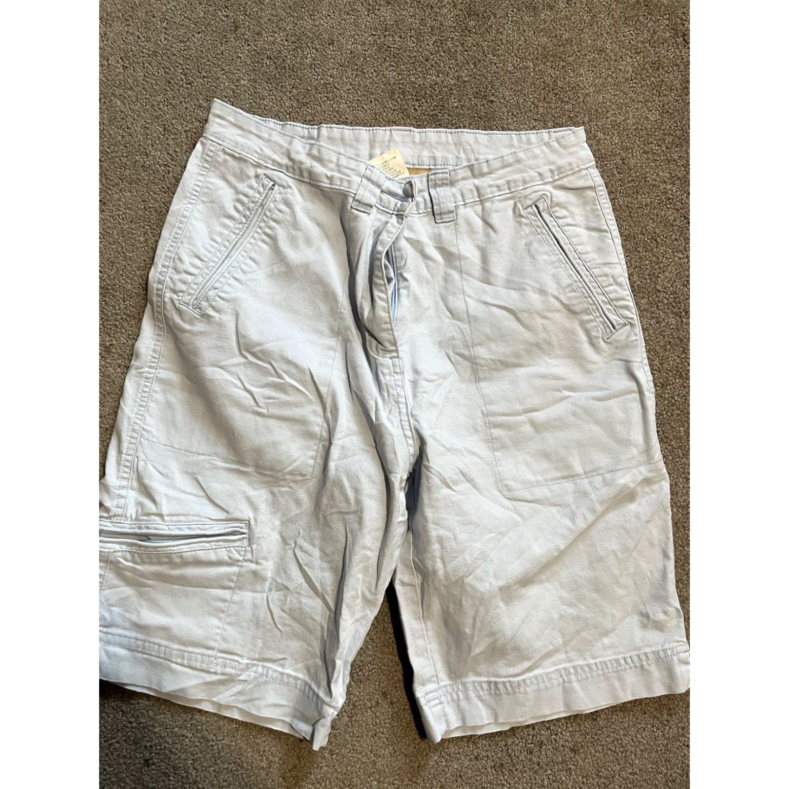 Vintage Woolrich Womens Shorts Light Blue 6 31" Waist Pockets Twill Chino Flat Front Zip Button Regular Rise Inseam 9.5" Casual Beach Hiking Walking Size 28" / US 6 / IT 42 - 2 Thumbnail