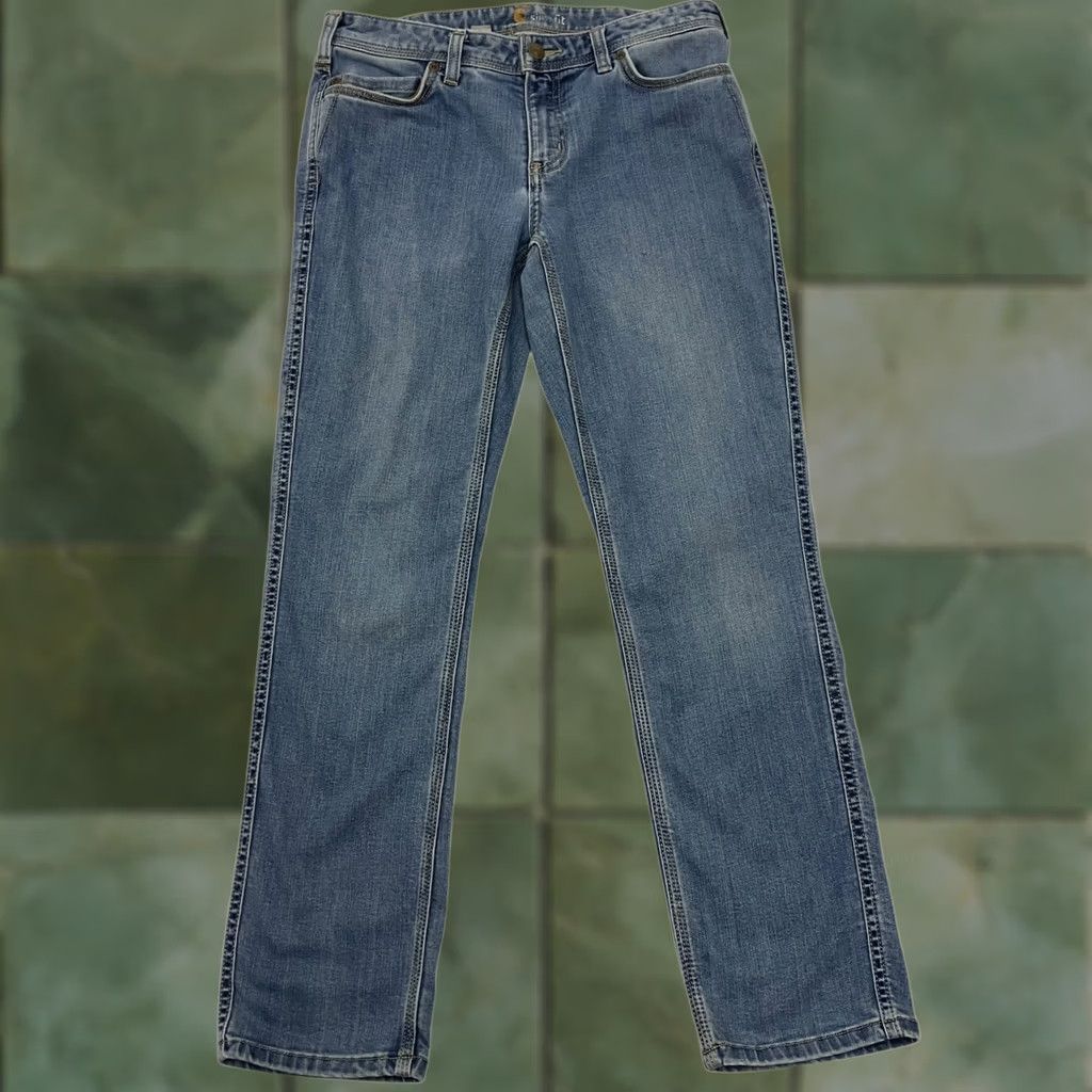 Carhartt Carhartt Jeans Womens 6 30W 28L Slim Fit Blue Stretch Denim Workwear Size 28" / US 6 / IT 42 - 1 Thumbnail