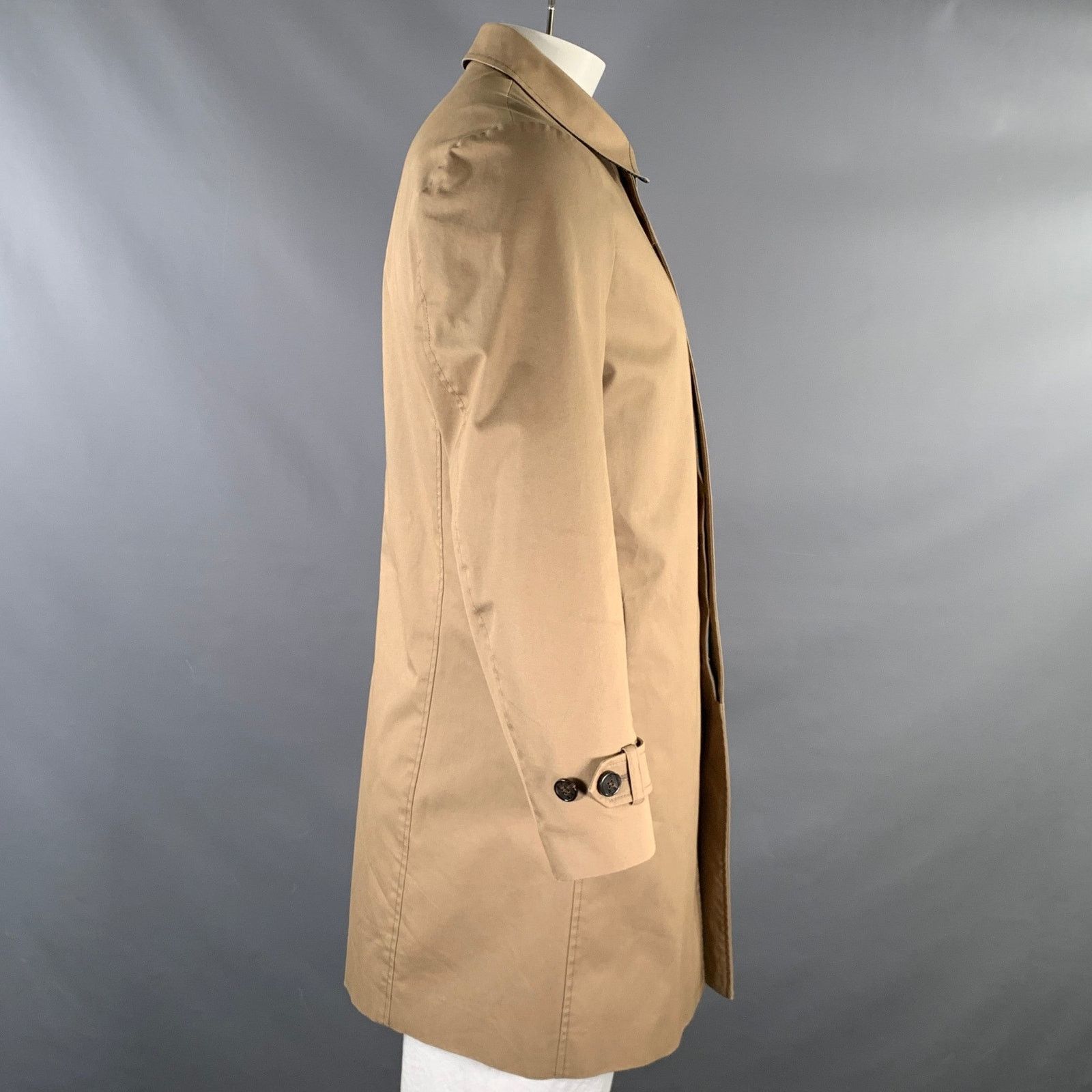 Ted Baker TED BAKER Size L Khaki Solid Cotton Polyamide Overcoat Coat Size US L / EU 52-54 / 3 - 2 Thumbnail