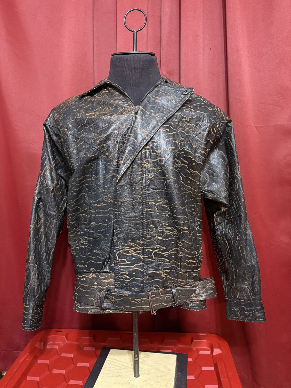 Vintage Vintage Animal Print Leather Jacket Tiger Stripe Snakeskin Size XS / US 0-2 / IT 36-38 - 3 Thumbnail