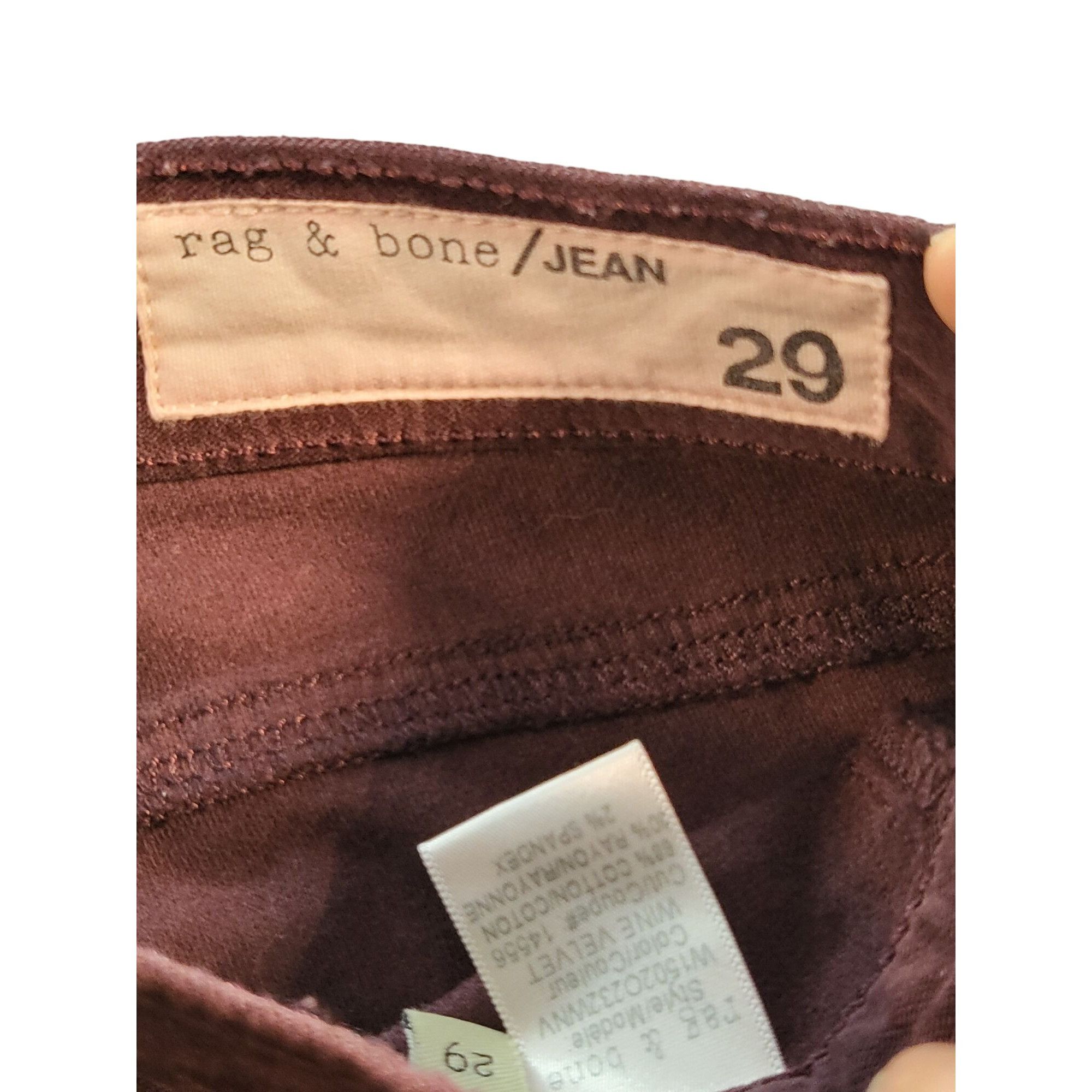Rag & Bone Rag & Bone New York Skinny Jeans Women Sz 29 Wine Velvet Str Size 29" - 7 Thumbnail