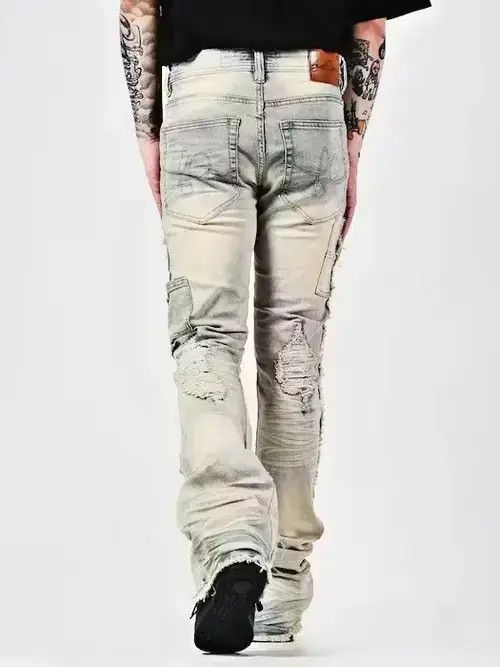 Japanese Brand × Jean Distressed Cargo Stack Denim Jeans Size US 32 / EU 48 - 2 Thumbnail