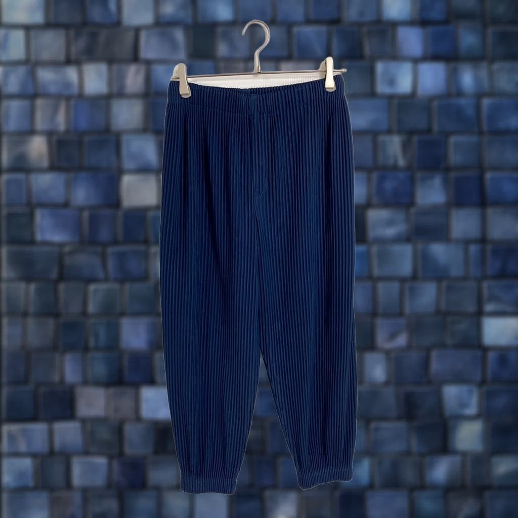 Issey Miyake ISSEY MIYAKE Pants Mens S Navy HOMME PLISSE PLEATED JOGGER LONG LENGTH MEN SIZE USED Size US 29 - 1 Thumbnail