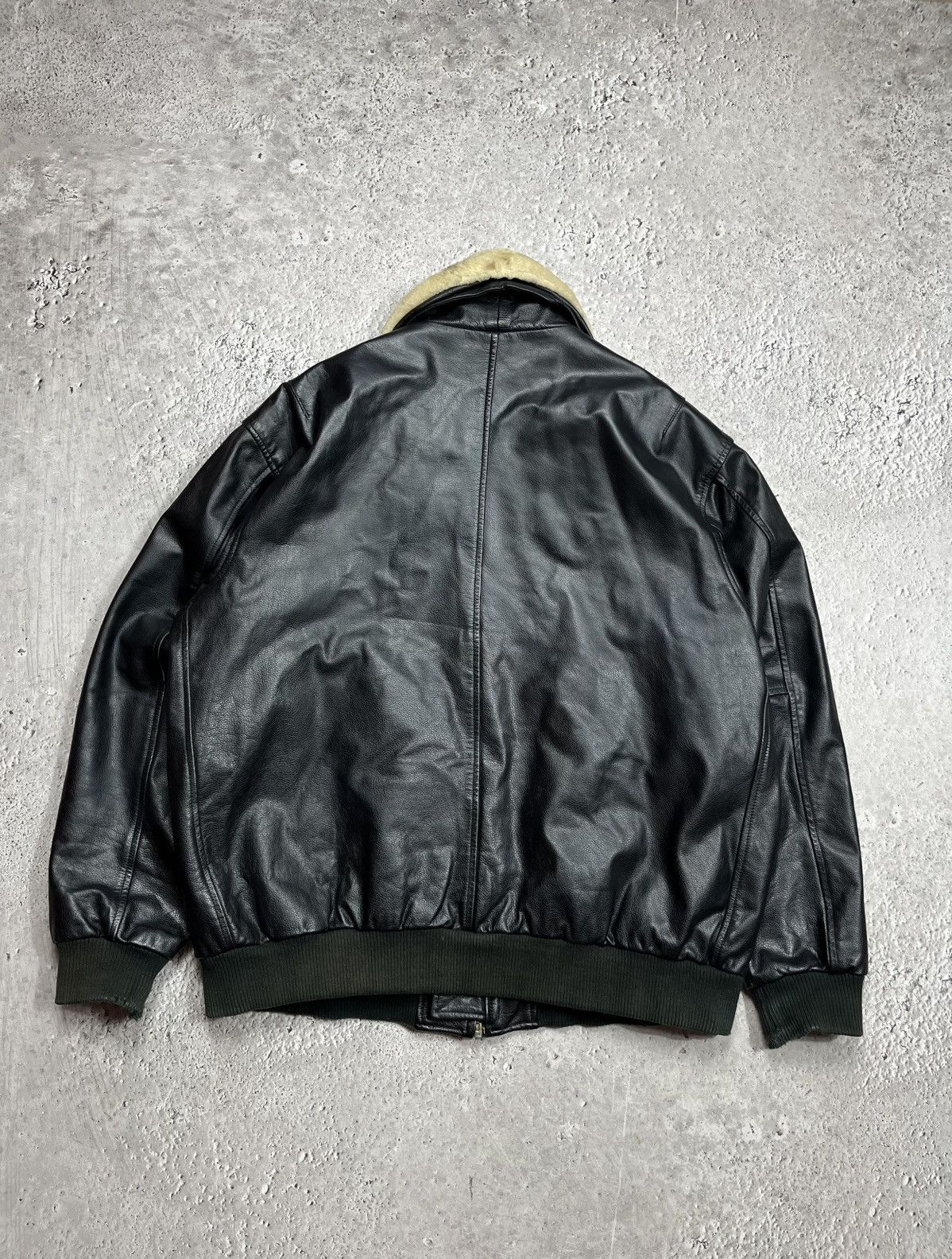 Leather Vintage Aviator Bomber Jacket Leather Shearling Collar XXL Size US XXL / EU 58 / 5 - 13 Thumbnail