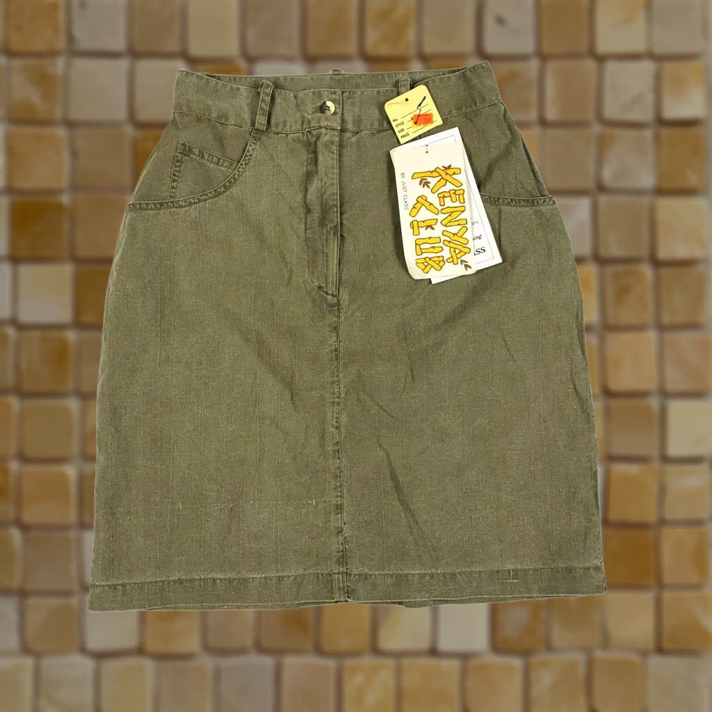Olive VINTAGE 80s Olive Denim Just Class Pencil Knee Length Skirt Women Size 9 All Seasons Casual Size 30" / US 8 / IT 44 - 1 Thumbnail