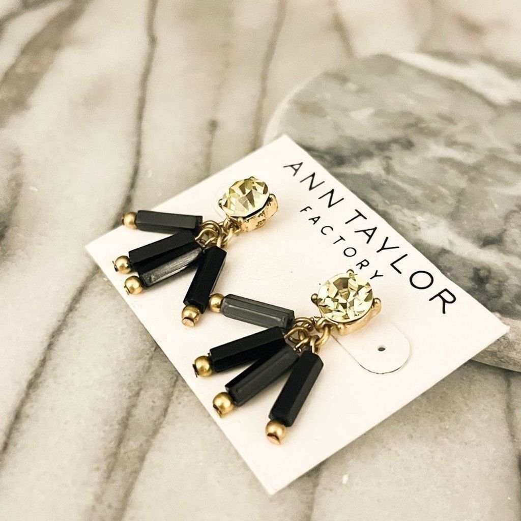 Ann Taylor Ann Taylor Factory Earrings Light Green Crystal Black Size ONE SIZE - 2 Thumbnail