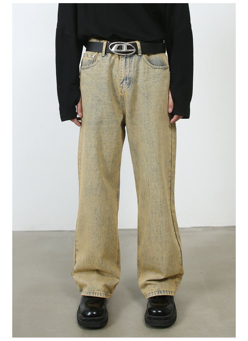 Japanese Brand × Jean Vintage simple washed distressed yellow mud straight jeans Size US 32 / EU 48 - 1 Thumbnail