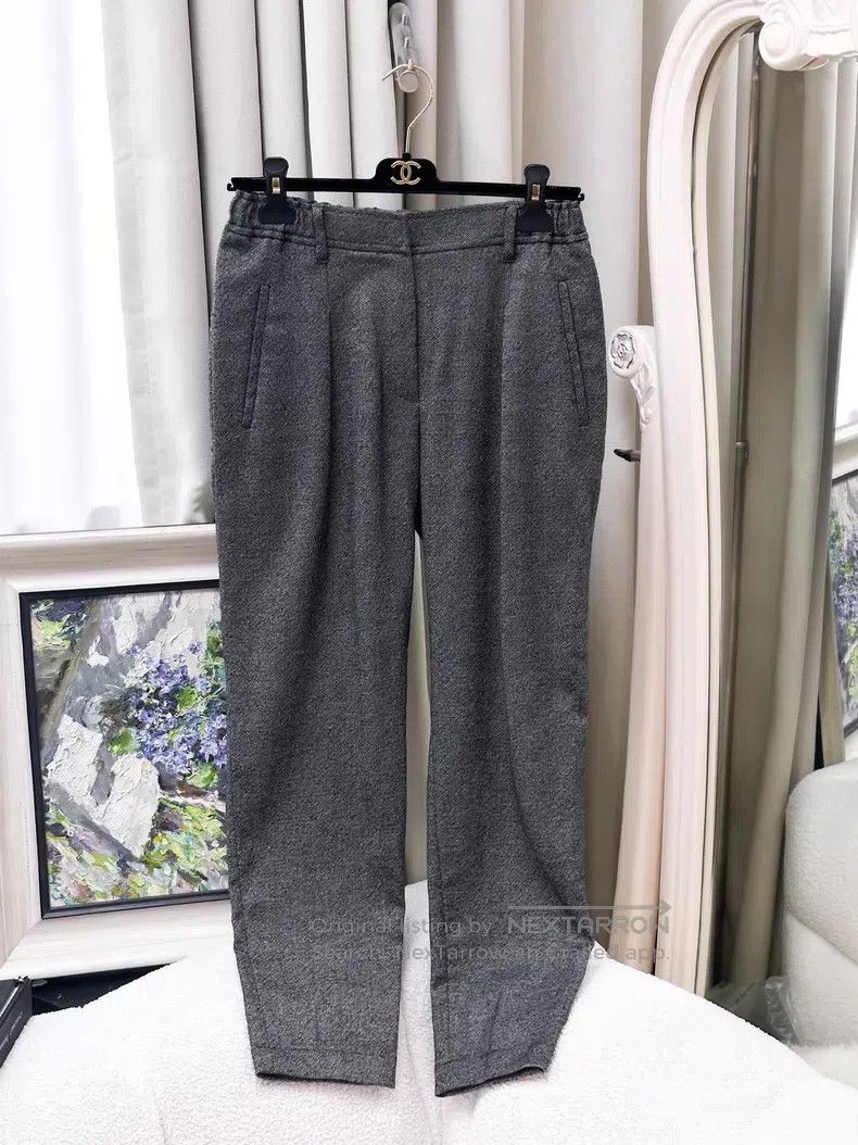 Brunello Cucinelli Brunello Cucinelli Grey Wool Women's Casual Trousers Size 28" / US 6 / IT 42 - 1 Thumbnail