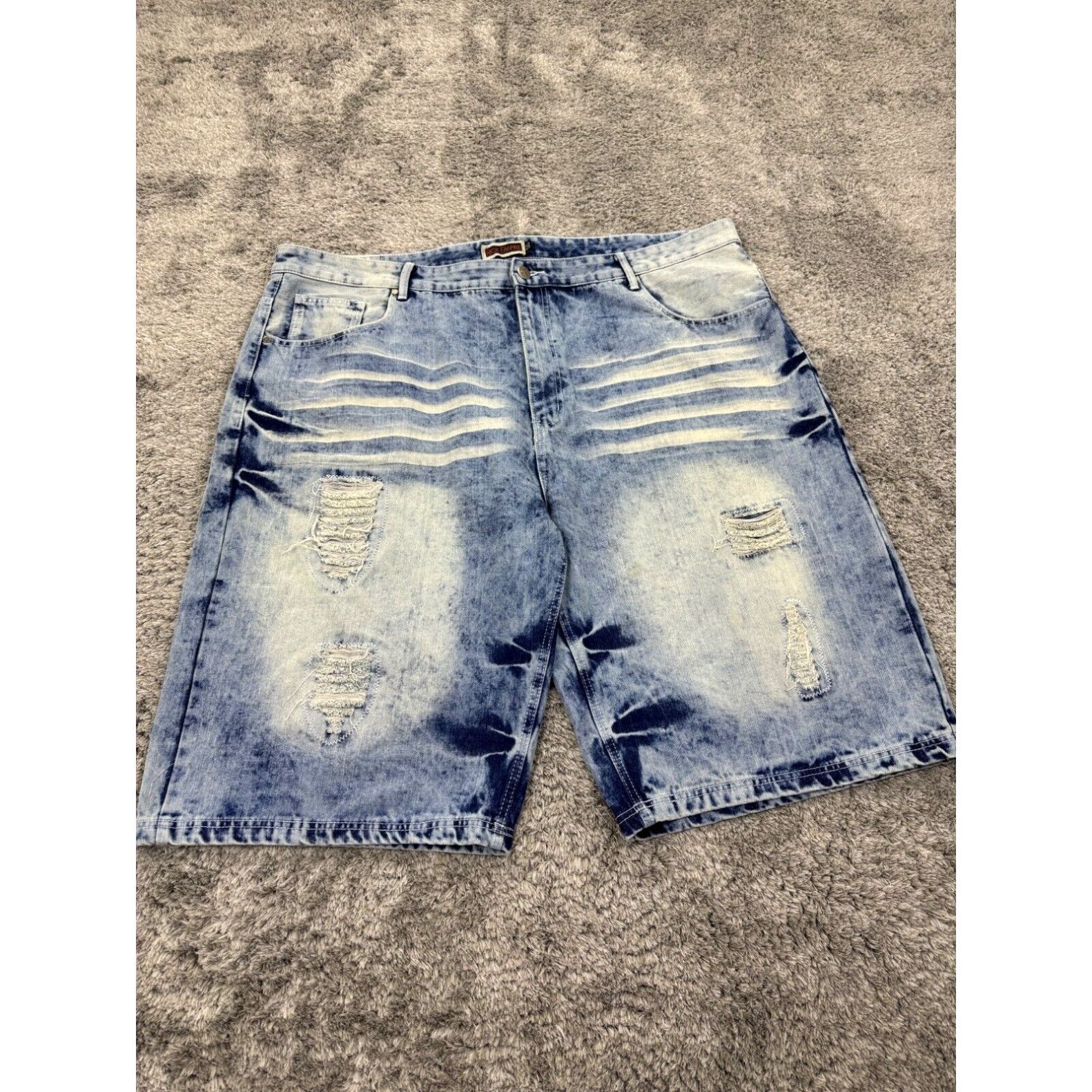 Vintage Vintage Riot Empire Jean Shorts Mens 50 Distressed Bleach/Acid ...