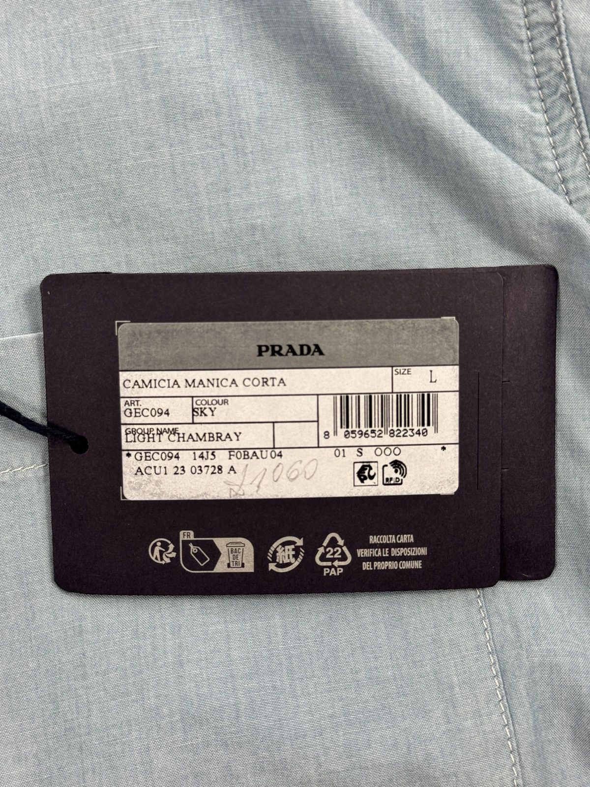 Prada COTTON SHIRT AND SHORT SET Size US L / EU 52-54 / 3 - 5 Thumbnail