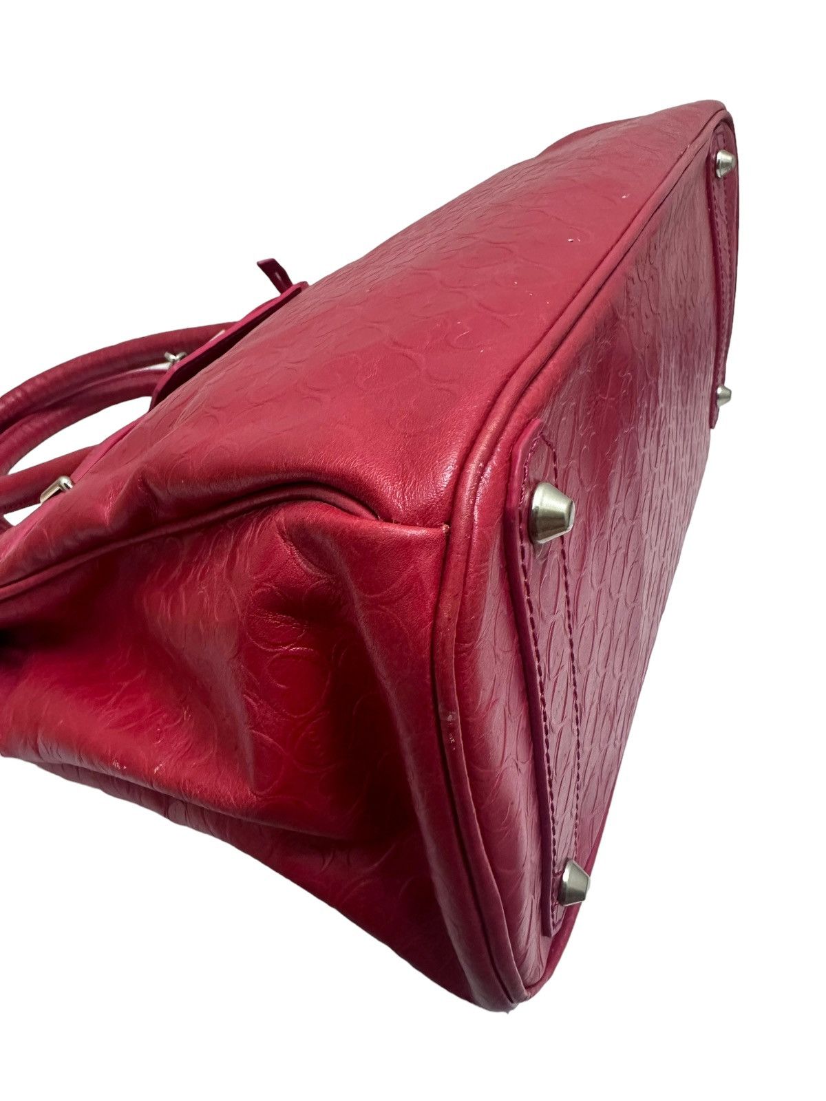 Handmade RARE ‼️ Leather Red ‘Birkin’ Bag Size ONE SIZE - 14 Thumbnail