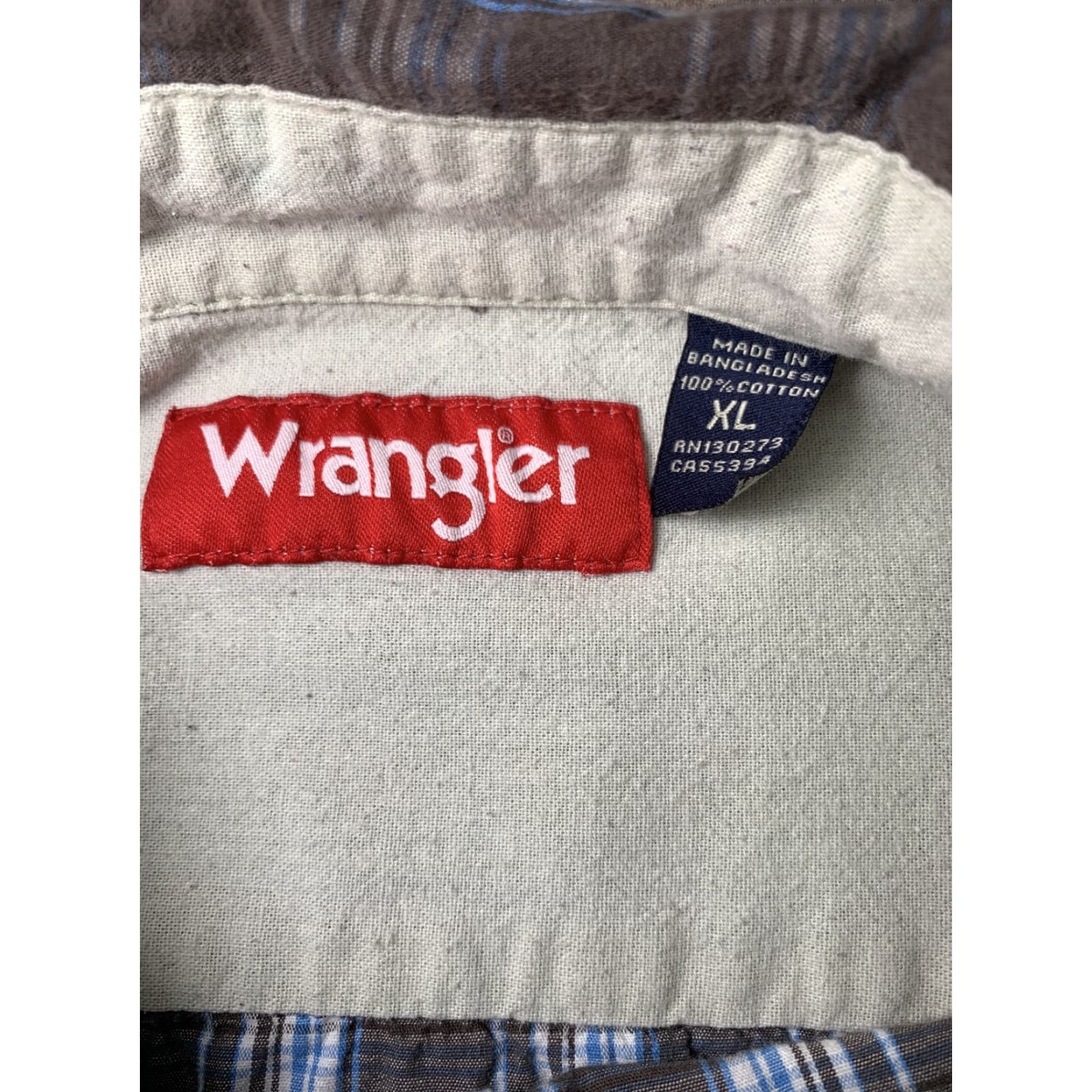 Wrangler Wrangler Short Sleeve Shirt Mens XL Brown White Blue Plaid Button Up Western Size US XL / EU 56 / 4 - 7 Thumbnail