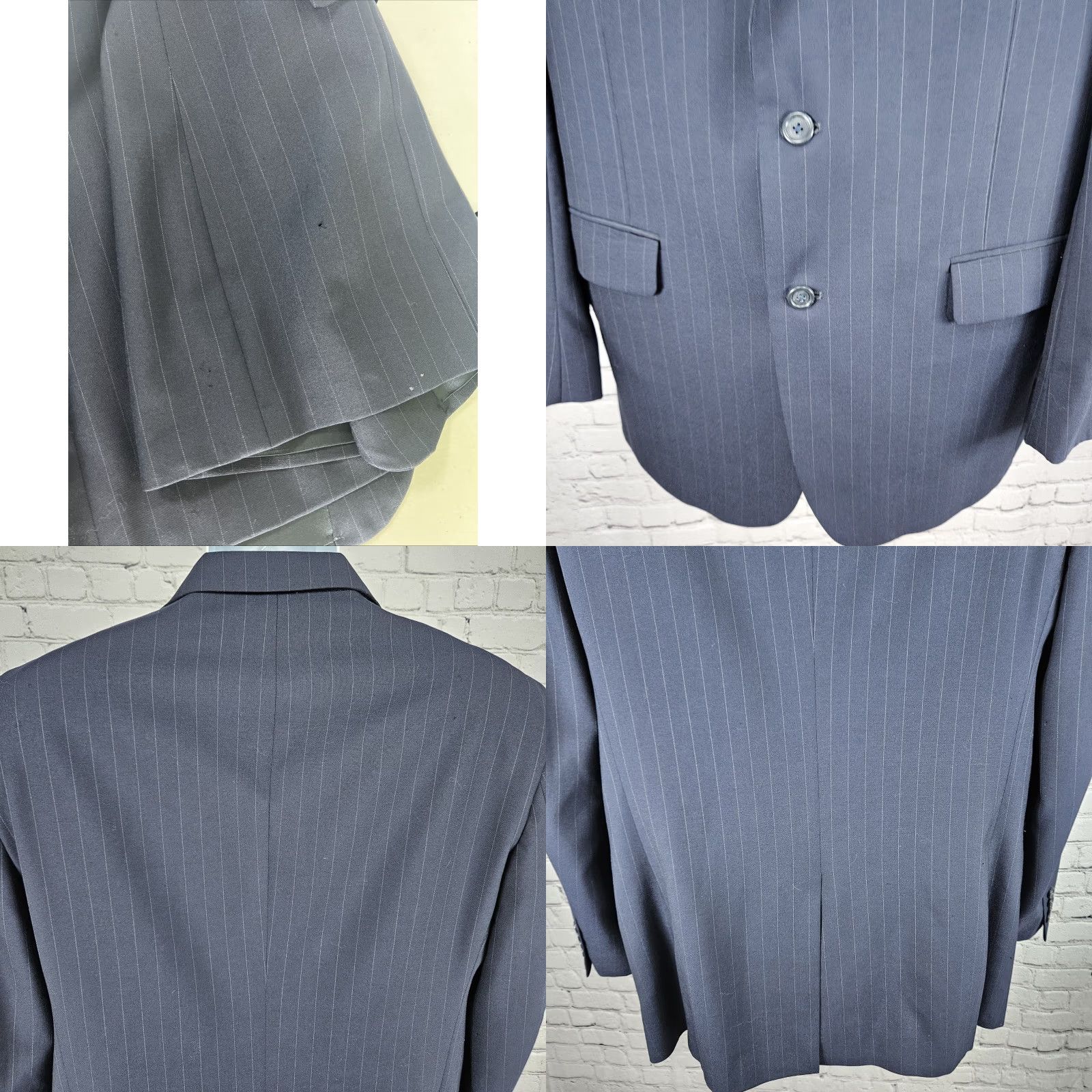 Jos. A. Bank Jos A Bank Navy 100% Wool Pinstriped 2 Button Vented Notch Blazer Sport Coat 42L Size 42R - 8 Thumbnail