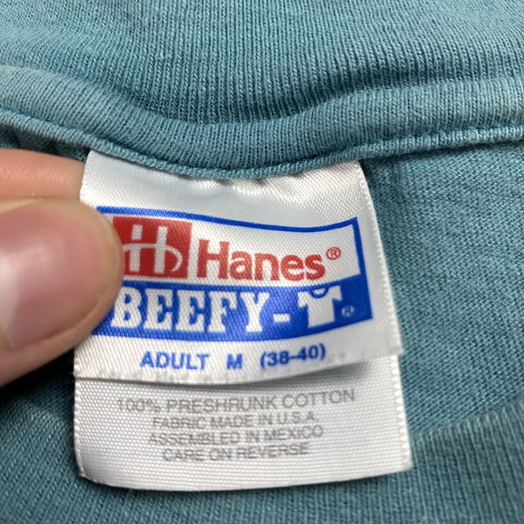 Vintage VINTAGE 90S HANES BEEFY-T YOGA T-SHIRT BLUE M Men Short Sleeve Crew Neck Graphic Print Yoga Intructor 90s Theme Size US M / EU 48-50 / 2 - 3 Thumbnail
