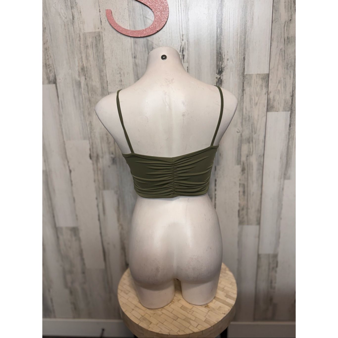 Other Olive Green Ruched Crop Top & Skirt Set Size Small 2-Piece M Size 27" / US 4 / IT 40 - 6 Thumbnail