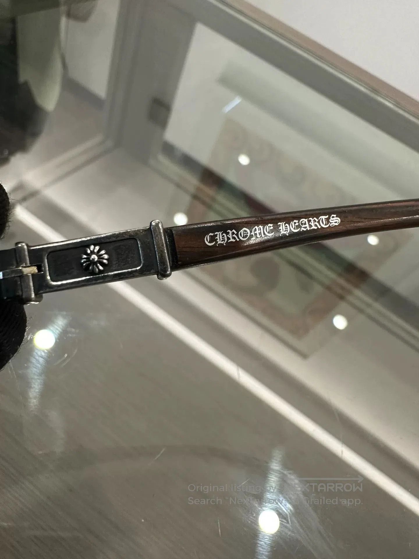 Chrome Hearts Chrome Hearts Side Silver Cross Wood Glasses. Size ONE SIZE - 6 Thumbnail