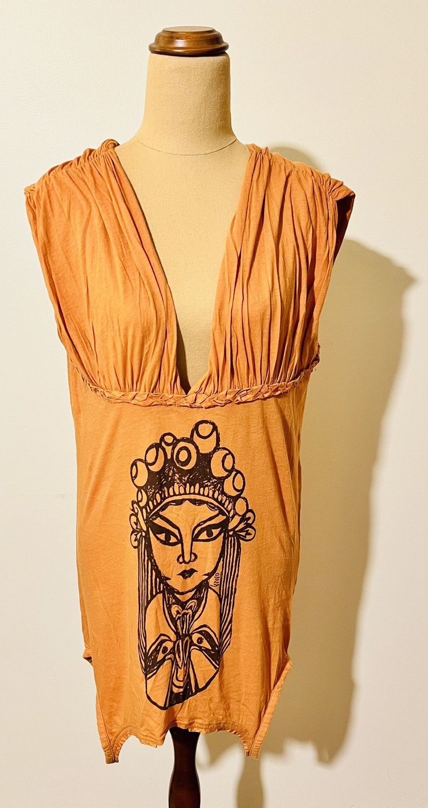 Other Handcrafted Graphic Orange Tunic Dress – Artistic Print Size M / US 6-8 / IT 42-44 - 4 Thumbnail