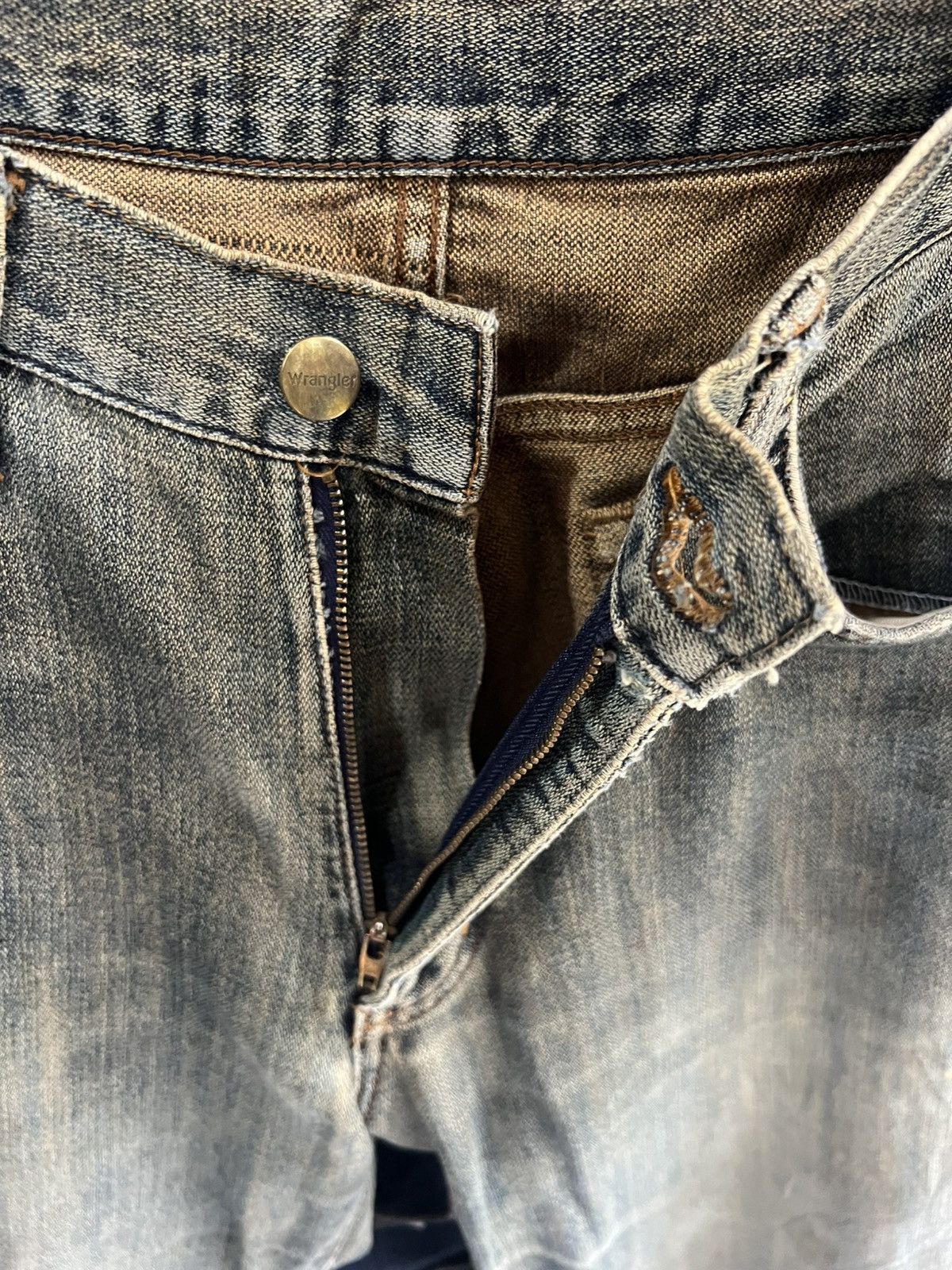 Wrangler 🔥Vintage Wrangler Skulls Patches Distressed Denim Size US 30 / EU 46 - 12 Thumbnail