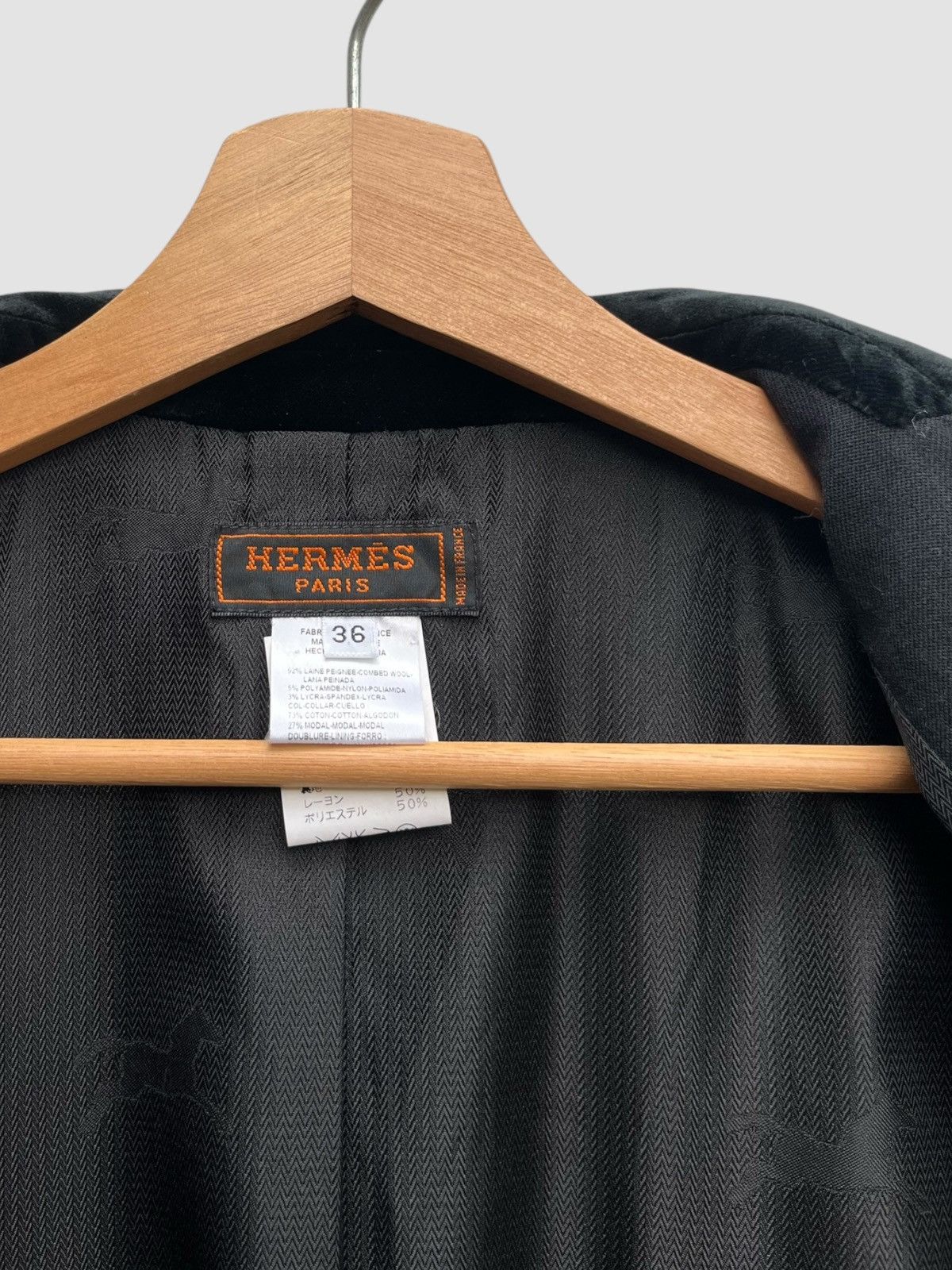 Hermes Hermes Paris Cotton Modal Blend Collar Tailored Jacket Size XS / US 0-2 / IT 36-38 - 13 Thumbnail