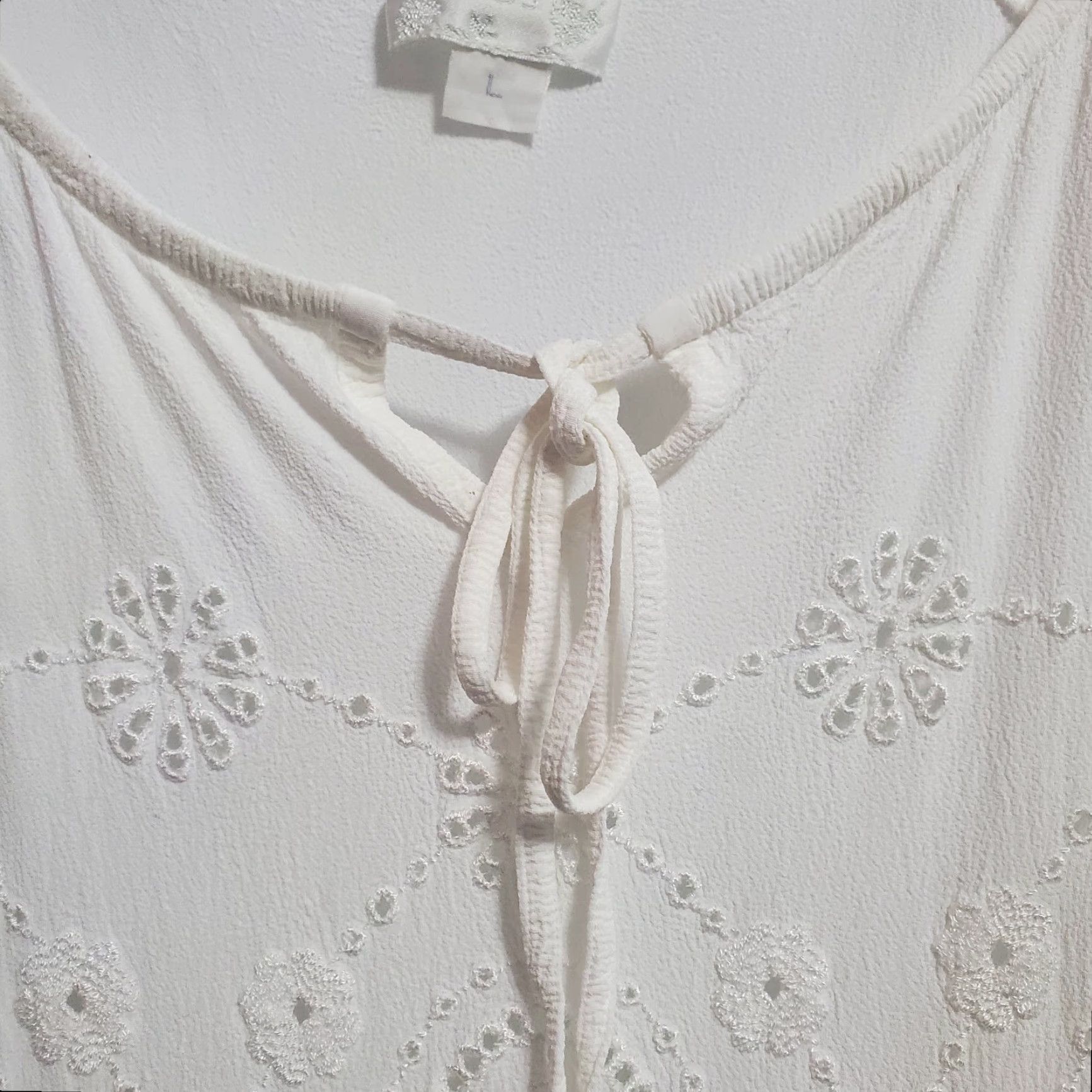 Vintage VINTAGE Ghost Dress Womens L White Tiered Eyelet Flutter Sleeve Cottagecore Prairie Dress Size L / US 10 / IT 46 - 5 Thumbnail