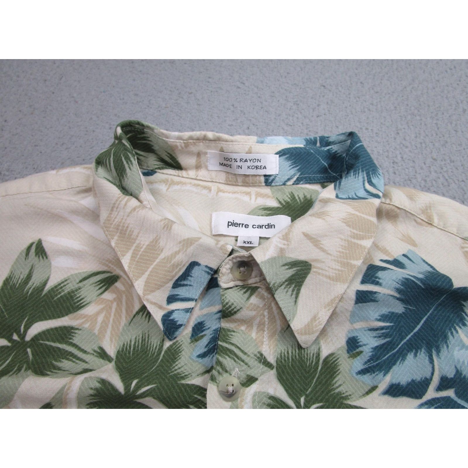Pierre Cardin VINTAGE Pierre Cardin Shirt Mens 2XL Beige Blue Green Floral Hawaiian Aloha Short Sleeve Button-Up Size US XXL / EU 58 / 5 - 4 Thumbnail