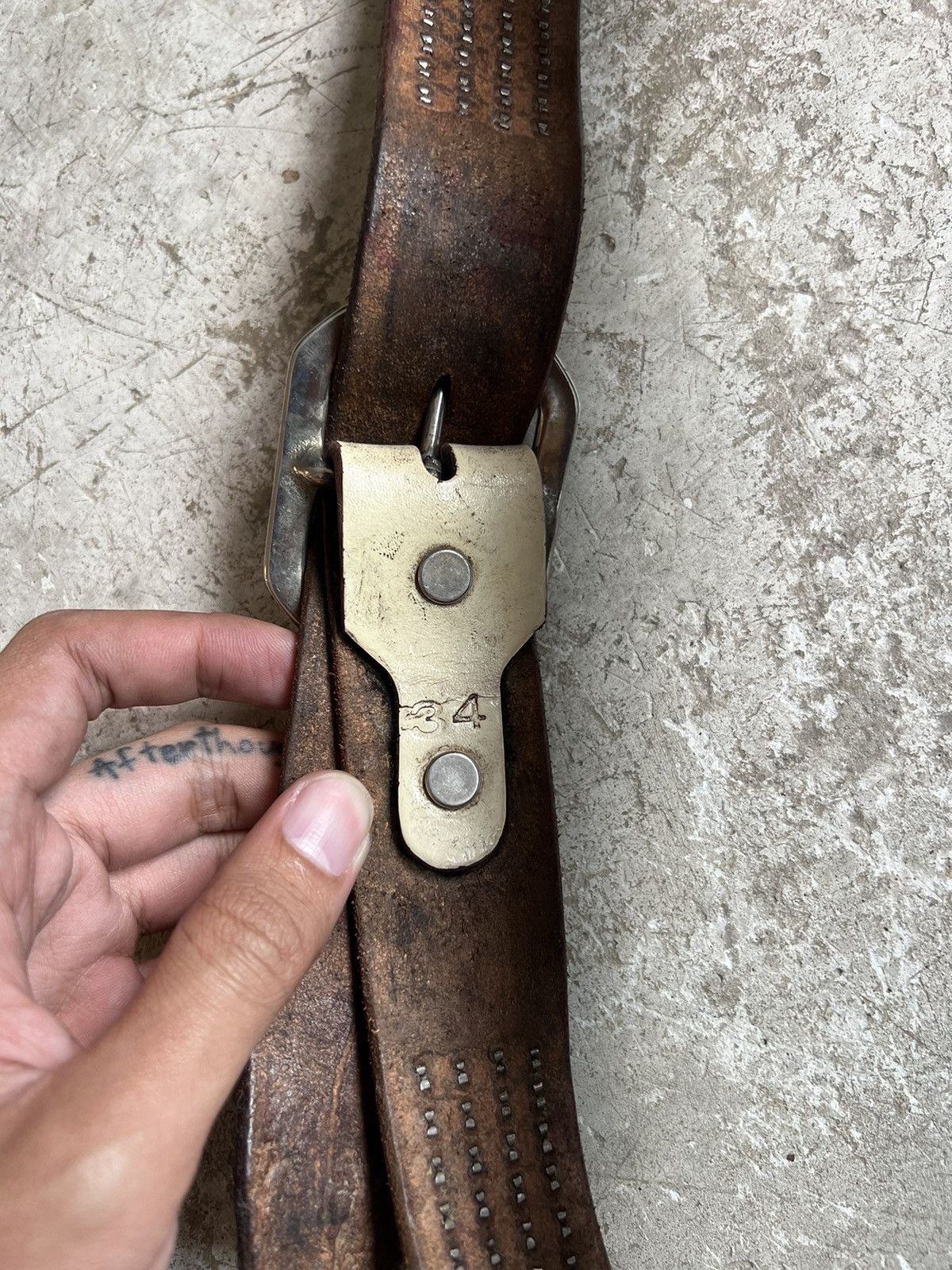 Genuine Leather × Vintage SOLD* Vintage Studded Leather Belt Size 34 - 9 Thumbnail