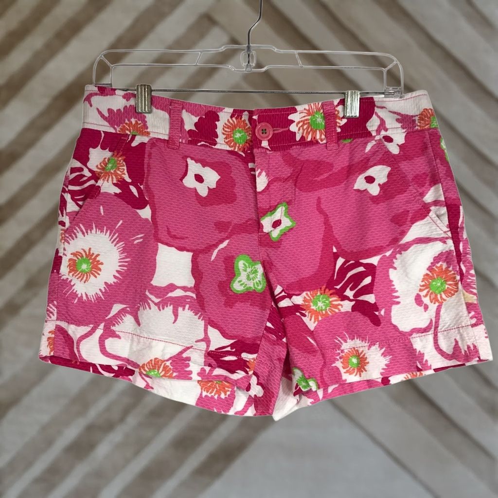 Lilly Pulitzer LILLY PULITZER Pink Floral 100% Cotton Shorts Womens Size 2 Casual Size 26" / US 2 / IT 38 - 1 Thumbnail