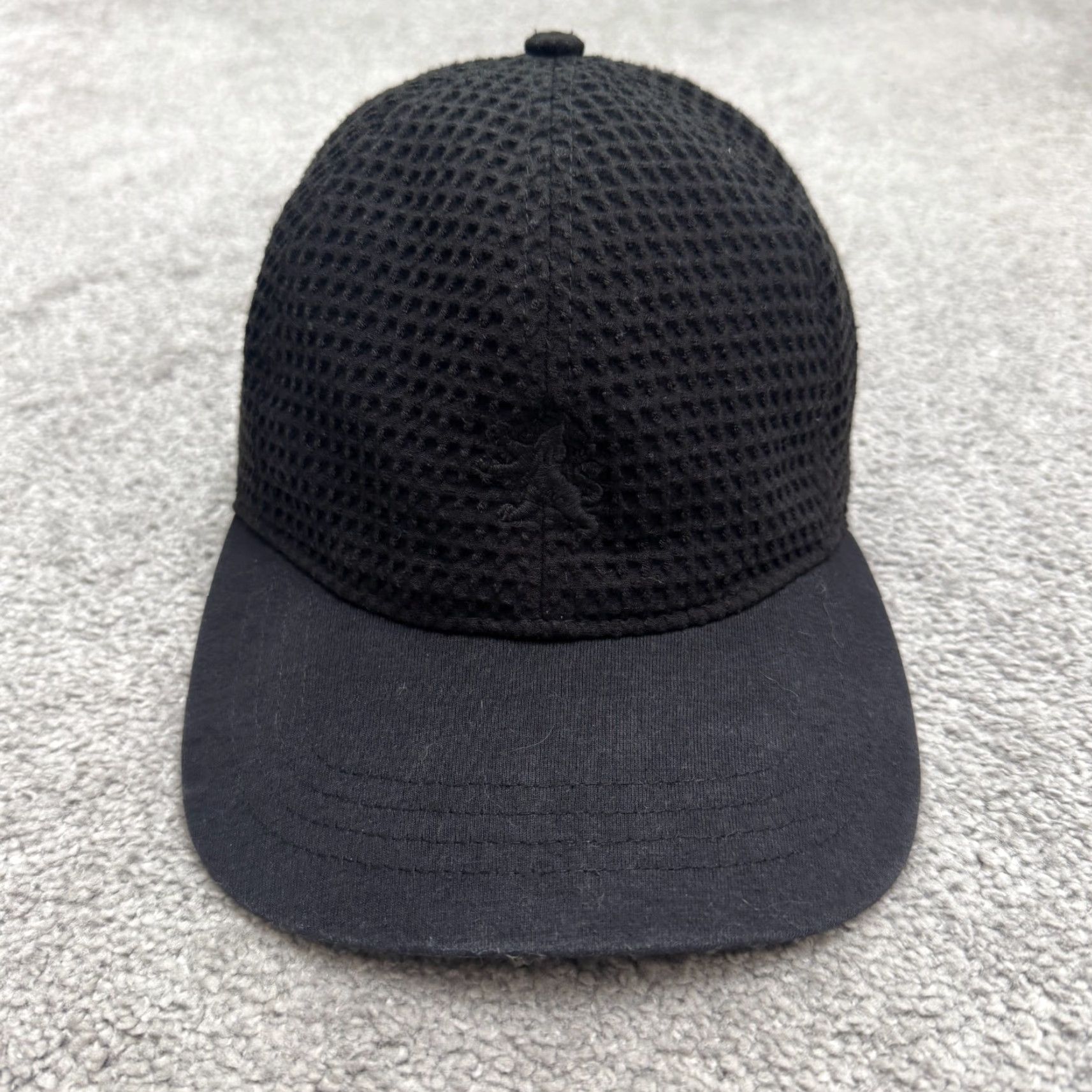 Express Express Hat Cap Mens S/M Black Knit Waffle Textured Embroidered Lion Adjustable Lightweight Casual Cap Size ONE SIZE - 2 Thumbnail