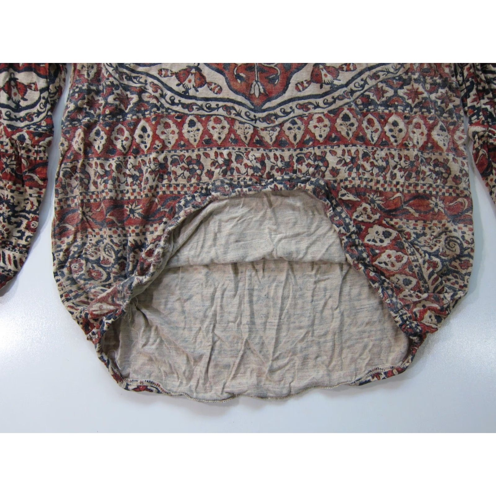 Lucky Brand Lucky Brand Blouse Geometric Beaded Batik Scoop Neck 3/4 Sleeve Grey Brown Women M Size M / US 6-8 / IT 42-44 - 7 Thumbnail