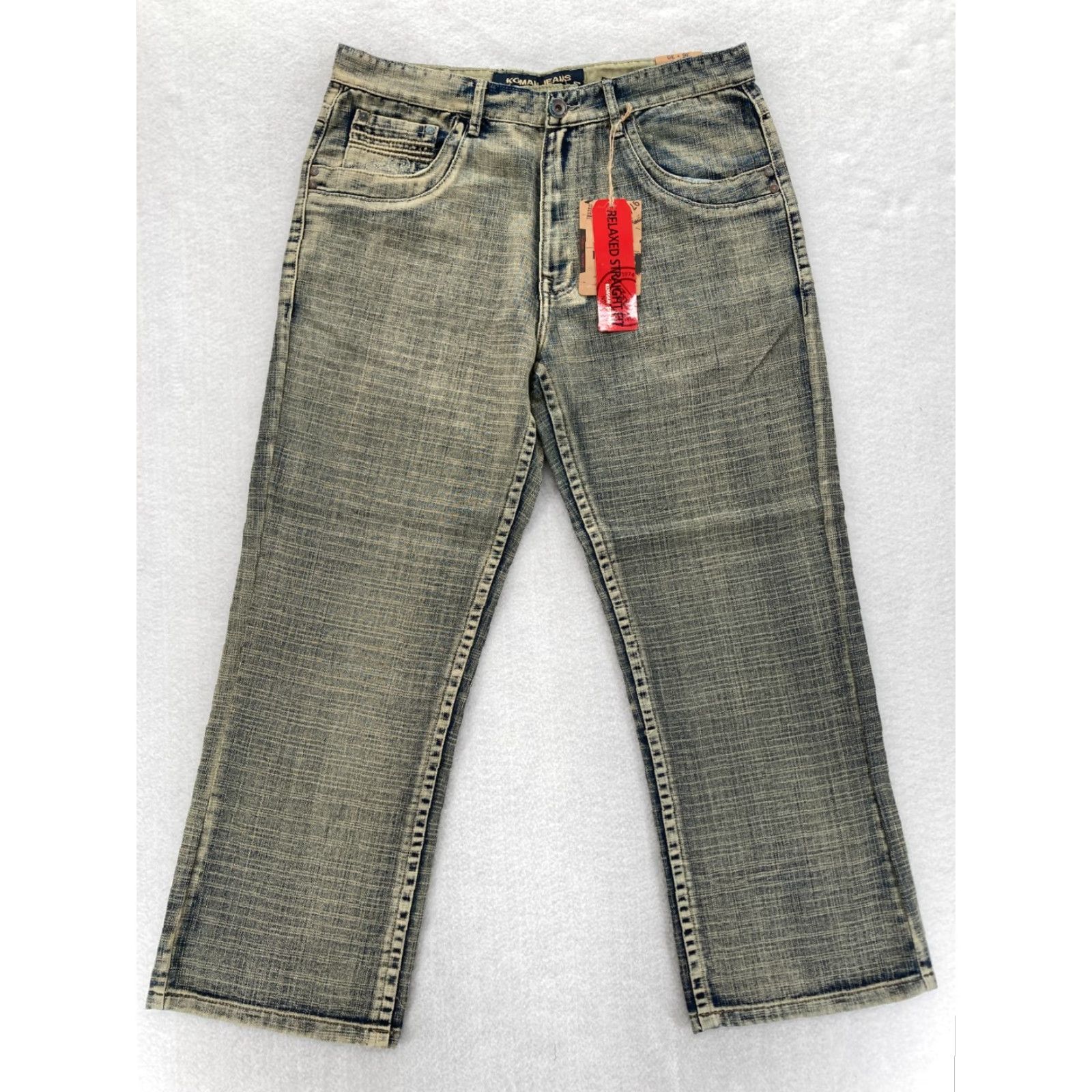 Denime Vintage Koman Jeans Mens 36x30 Relaxed Straight Blue Denim Flap Pocket Y2K NWT Denim Jeans Size US 36 / EU 52 - 2 Thumbnail