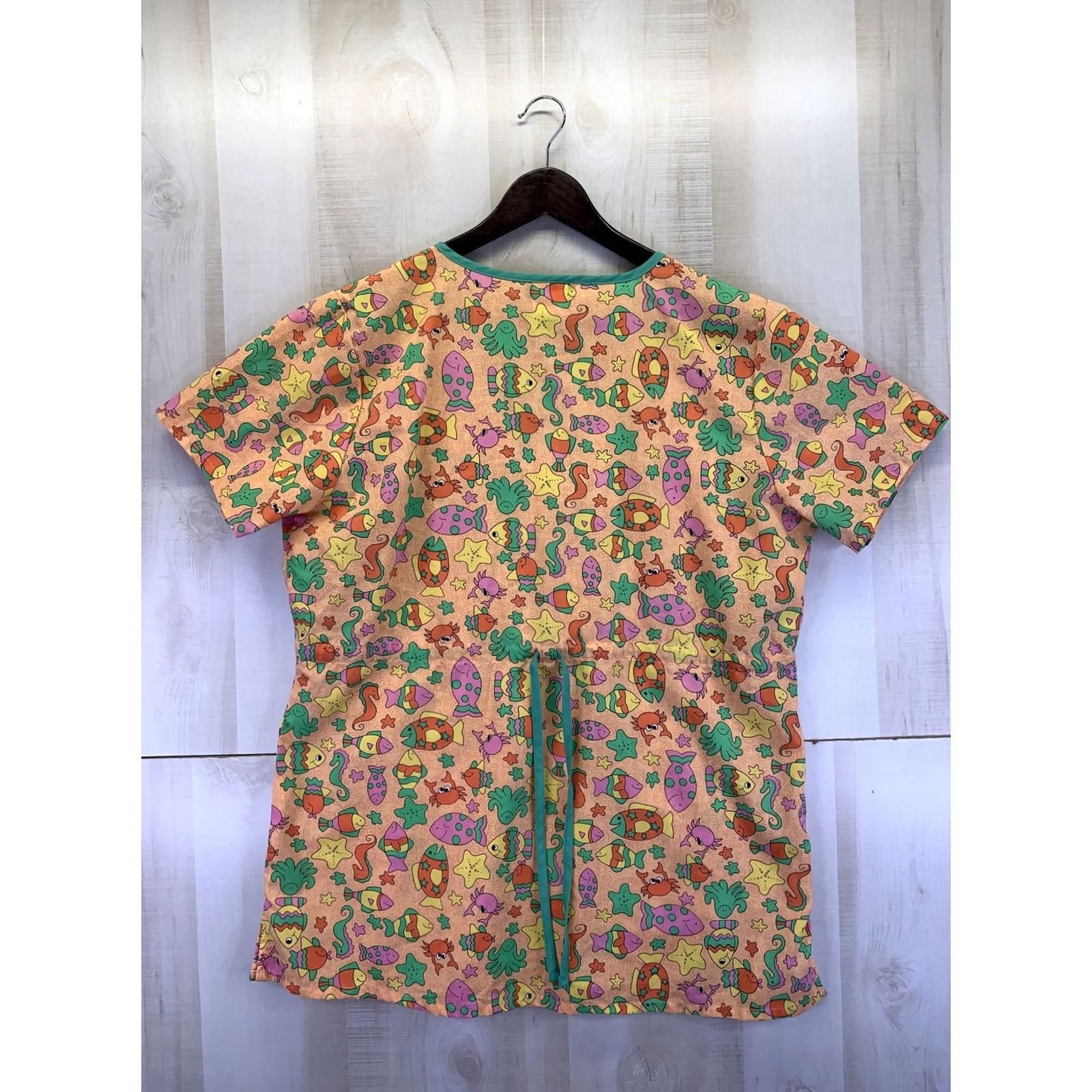 Vintage Liana Top 1X Uniforms Womens Tropical Fish Print Neck Scrub Plus Size Size XL / US 12-14 / IT 48-50 - 5 Thumbnail