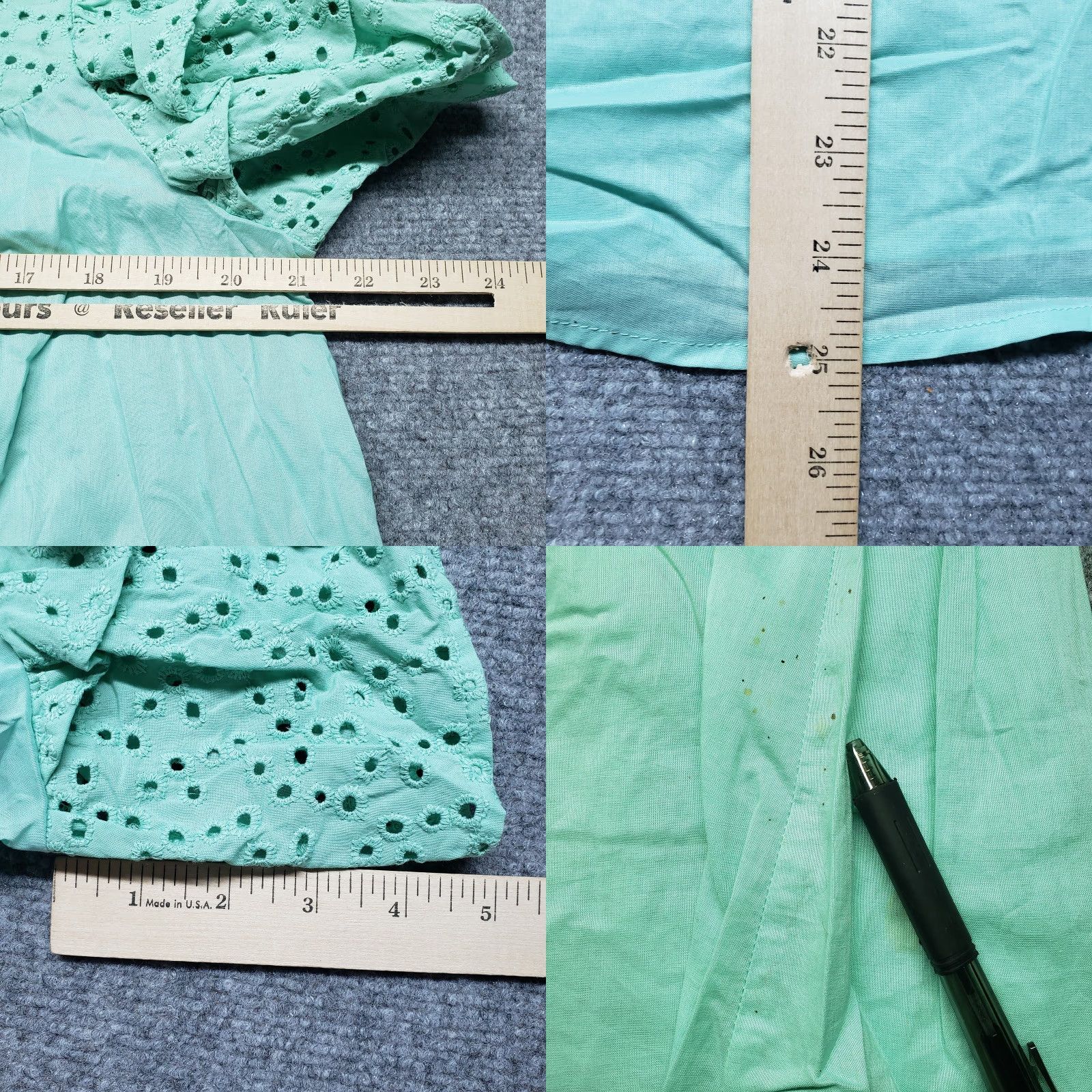 Vintage A New Day Green Polka Dot Flutter Sleeve Blouse Women’s Large Keyhole Neck Casual Top Size L / US 10 / IT 46 - 8 Thumbnail
