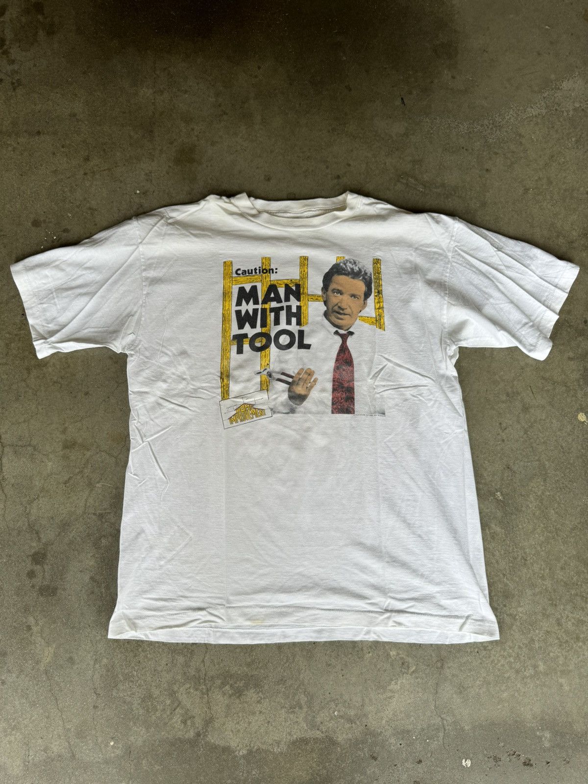 Vintage Vintage 90's Home Improvement Man With Tool Tee Shirt Size US XL / EU 56 / 4 - 1 Thumbnail