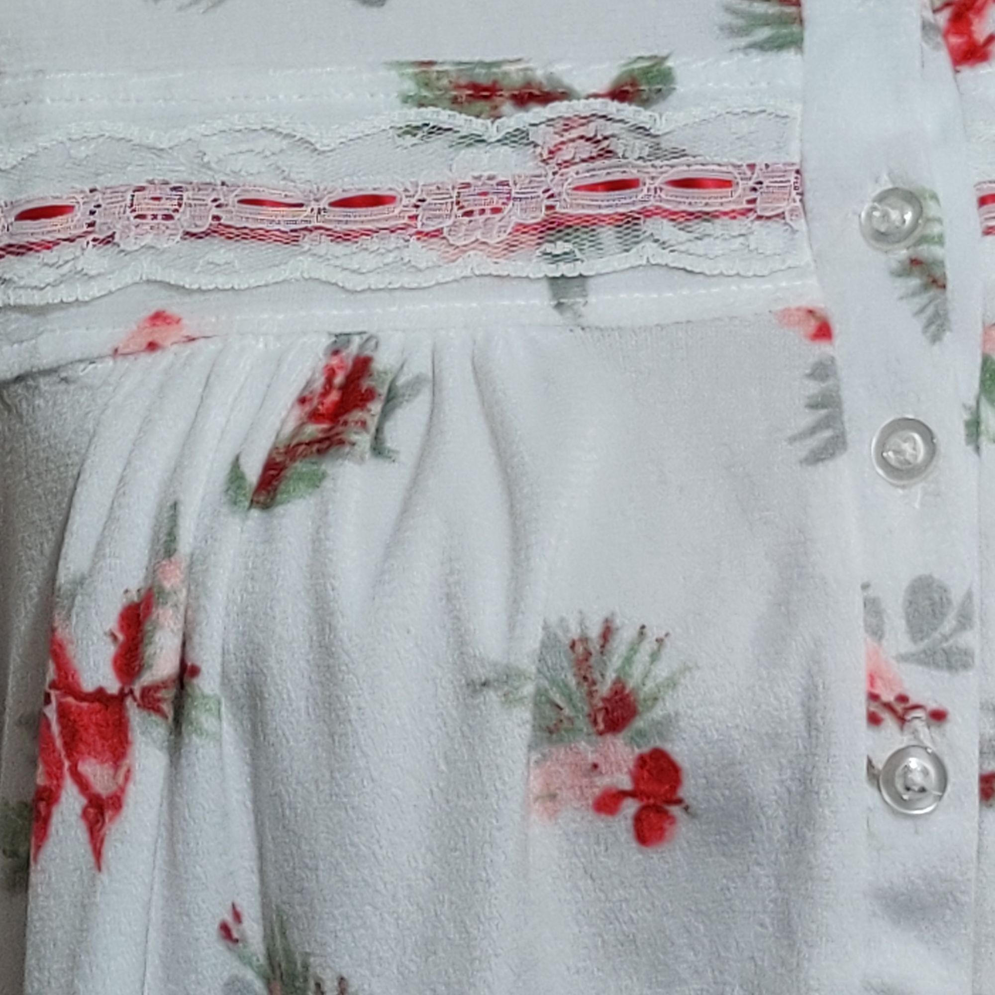 Laura Ashley Laura Ashley M White Floral Fleece Nightgown Lace Trim Cardi Size ONE SIZE - 9 Thumbnail