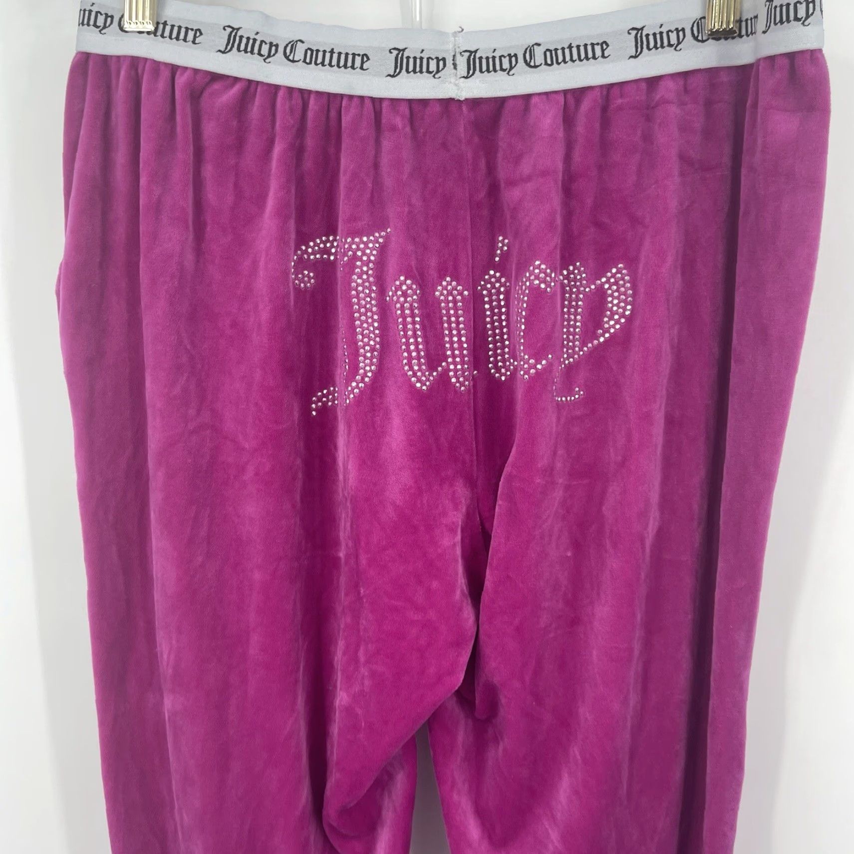 Juicy Couture Juicy Couture Womens Large Jeweled OG Big Bling Velour Track Pants y2k Jogger Size 36" / US 14 / IT 50 - 6 Thumbnail